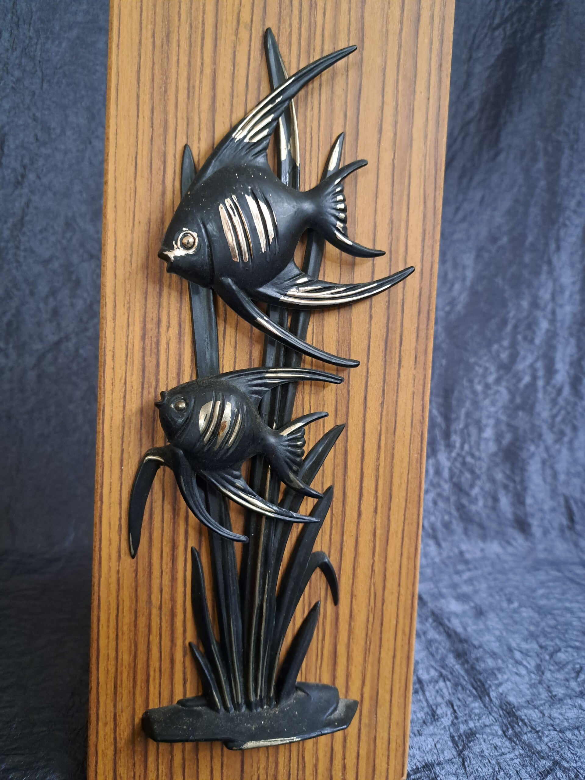 Vintage Wanddekoration Holz Kunststoff Schwarz 1960er Jahre