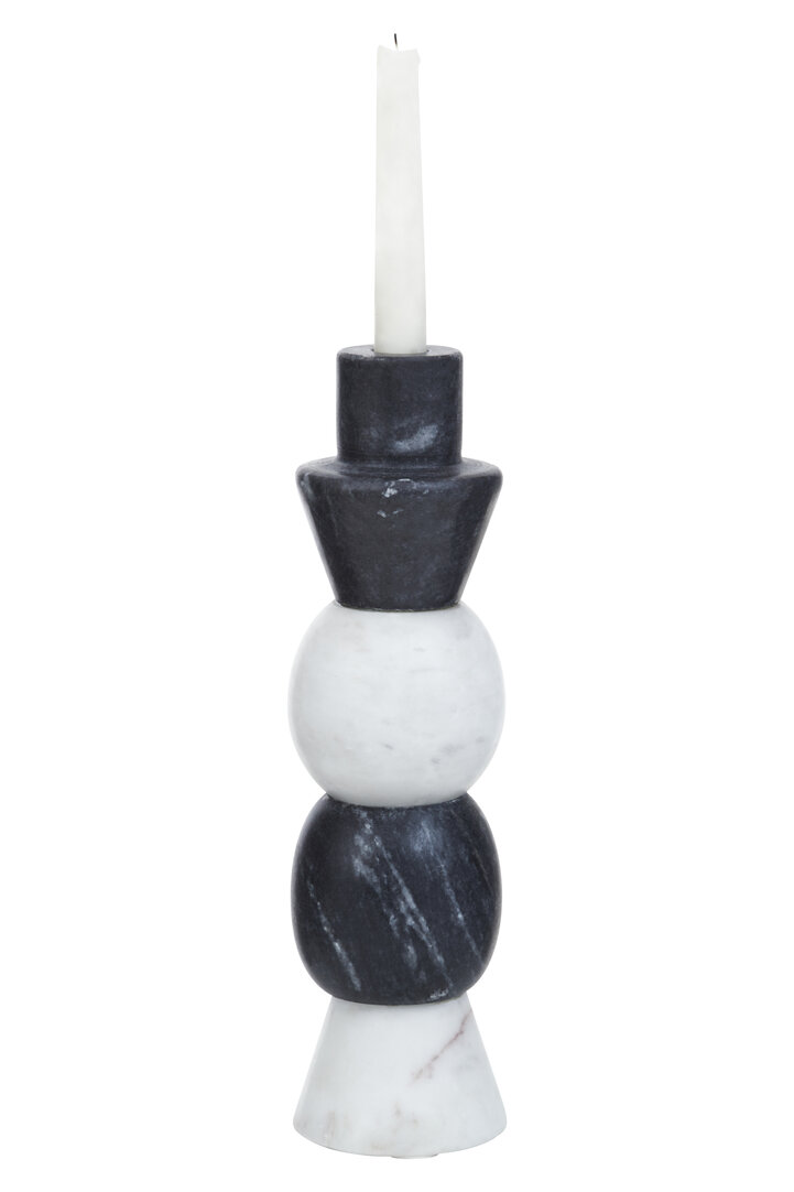 Oxana Multi-layered Candle Holder Marble Black White