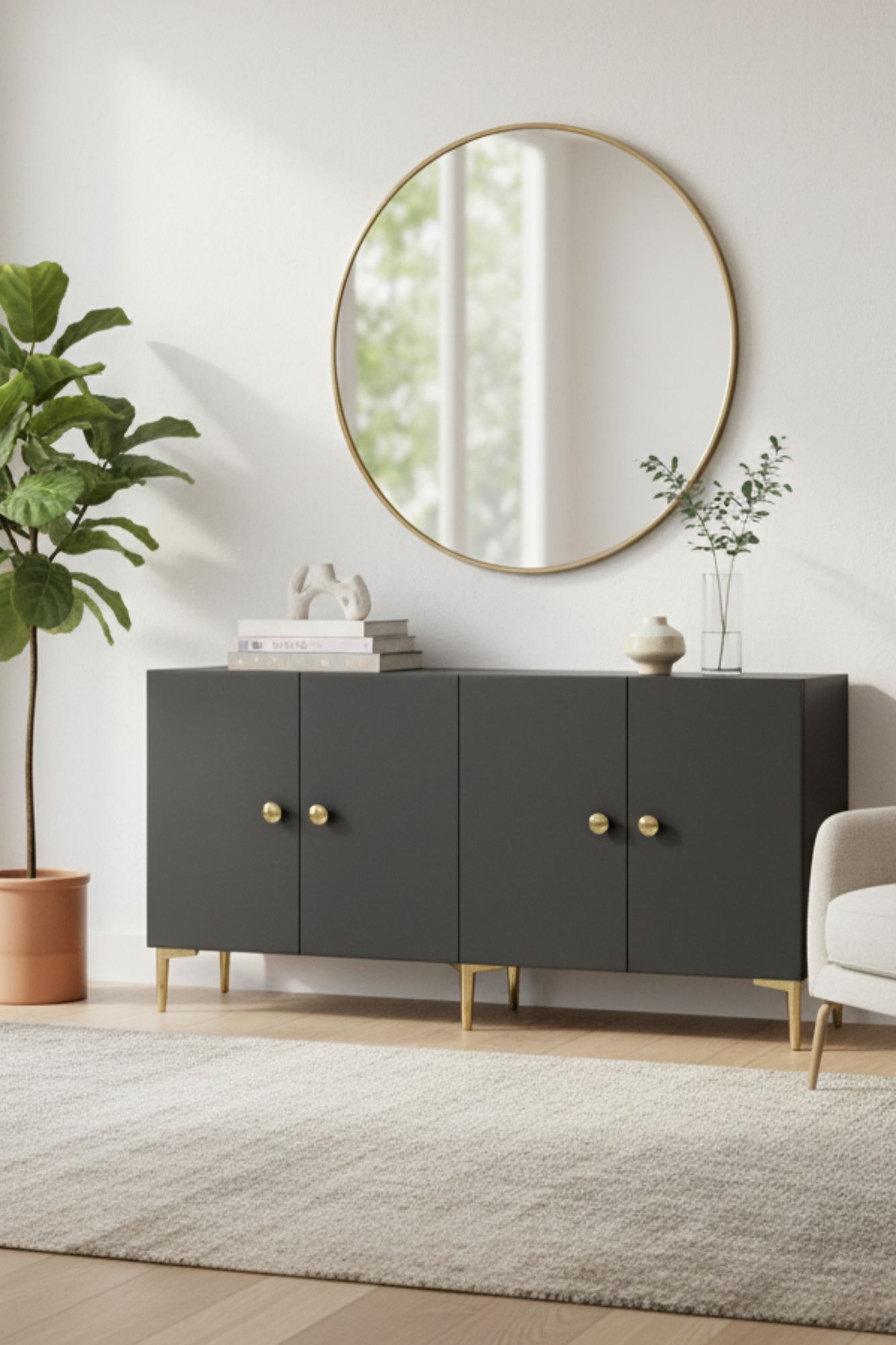 Simple 150 Sideboard Anthrazit Gold