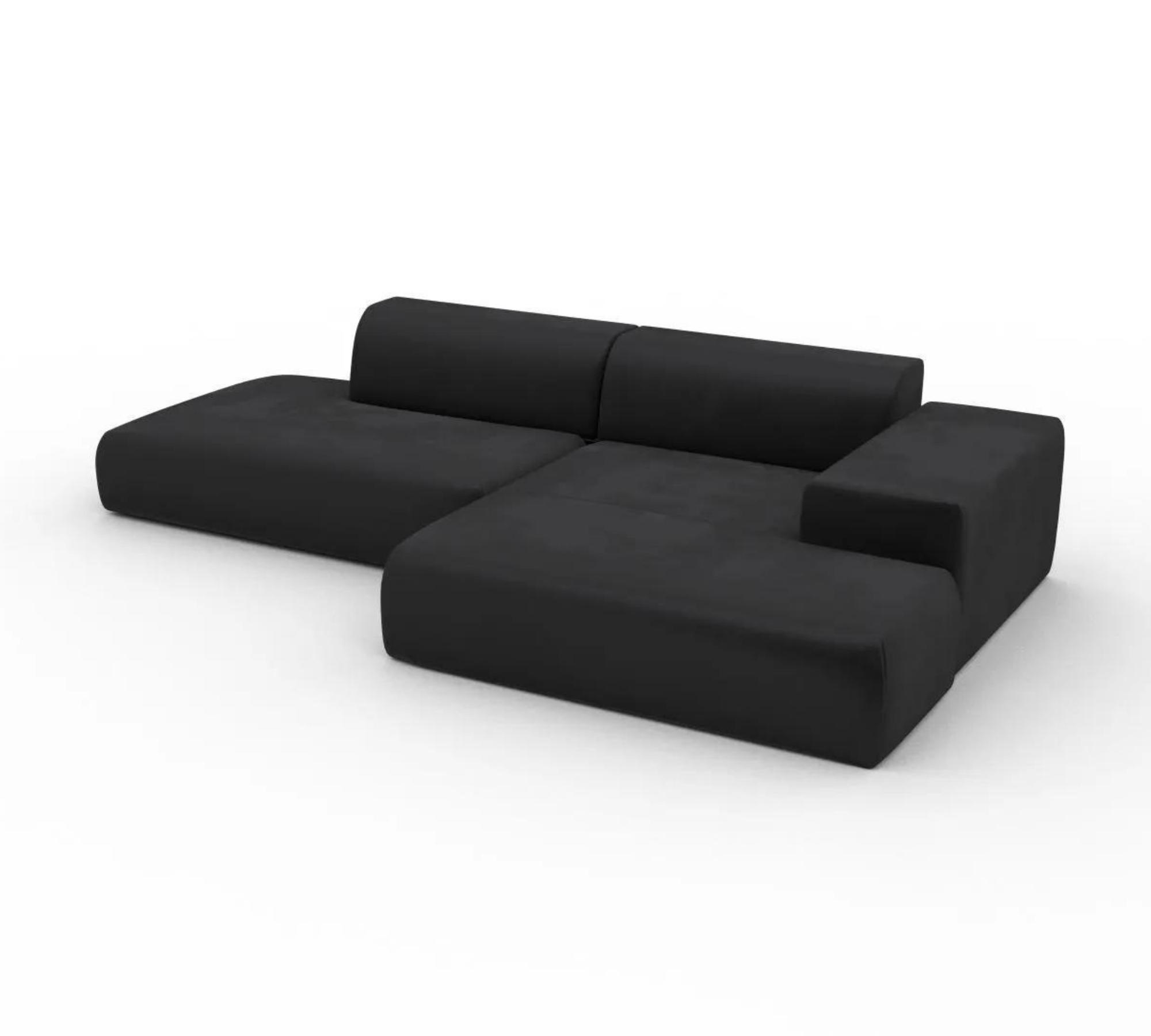 Pyllow Ecksofa mit Récamiere Rechts Samt Steingrau