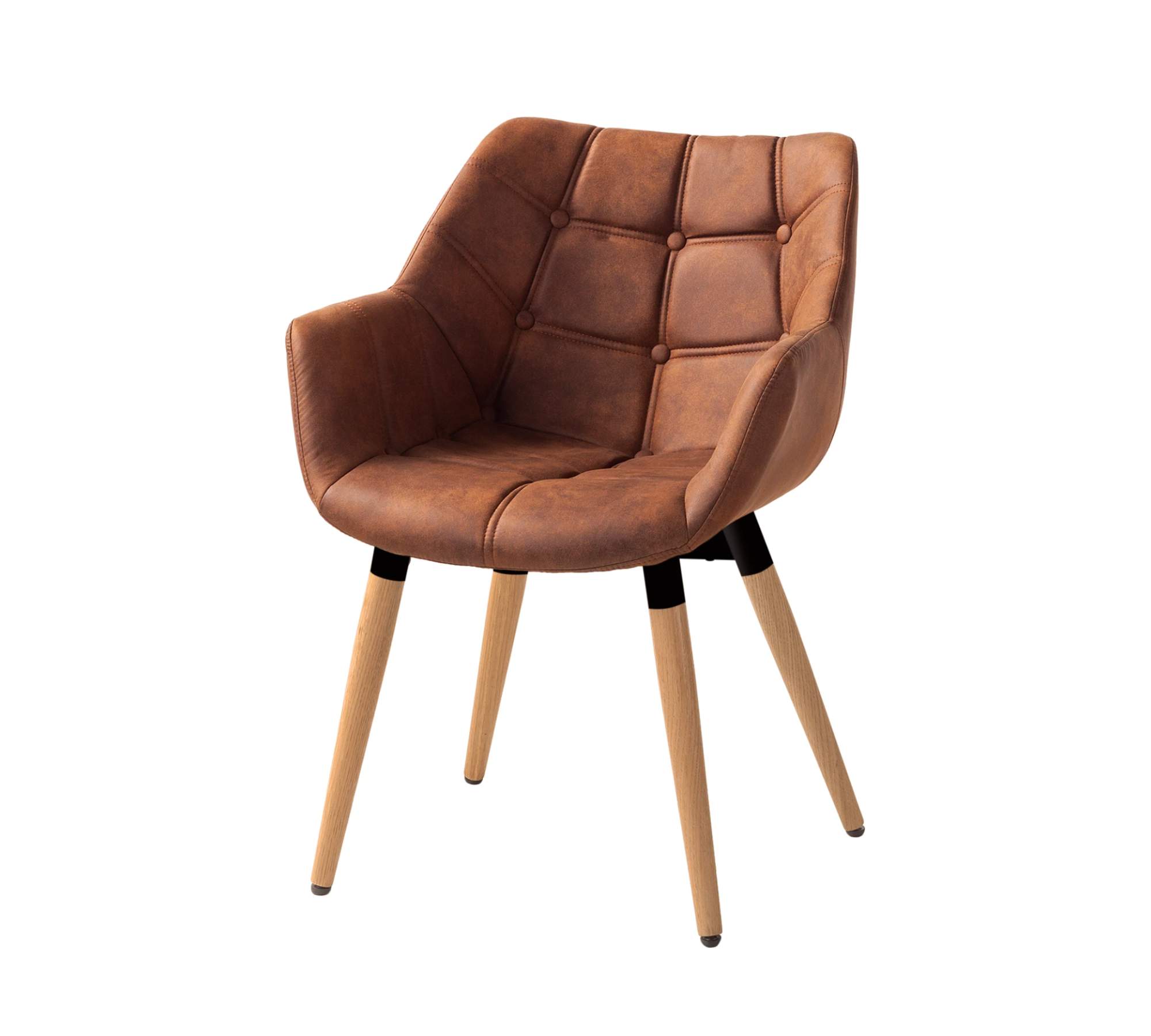 Armlehnstuhl Massivholz Vintage Cognac