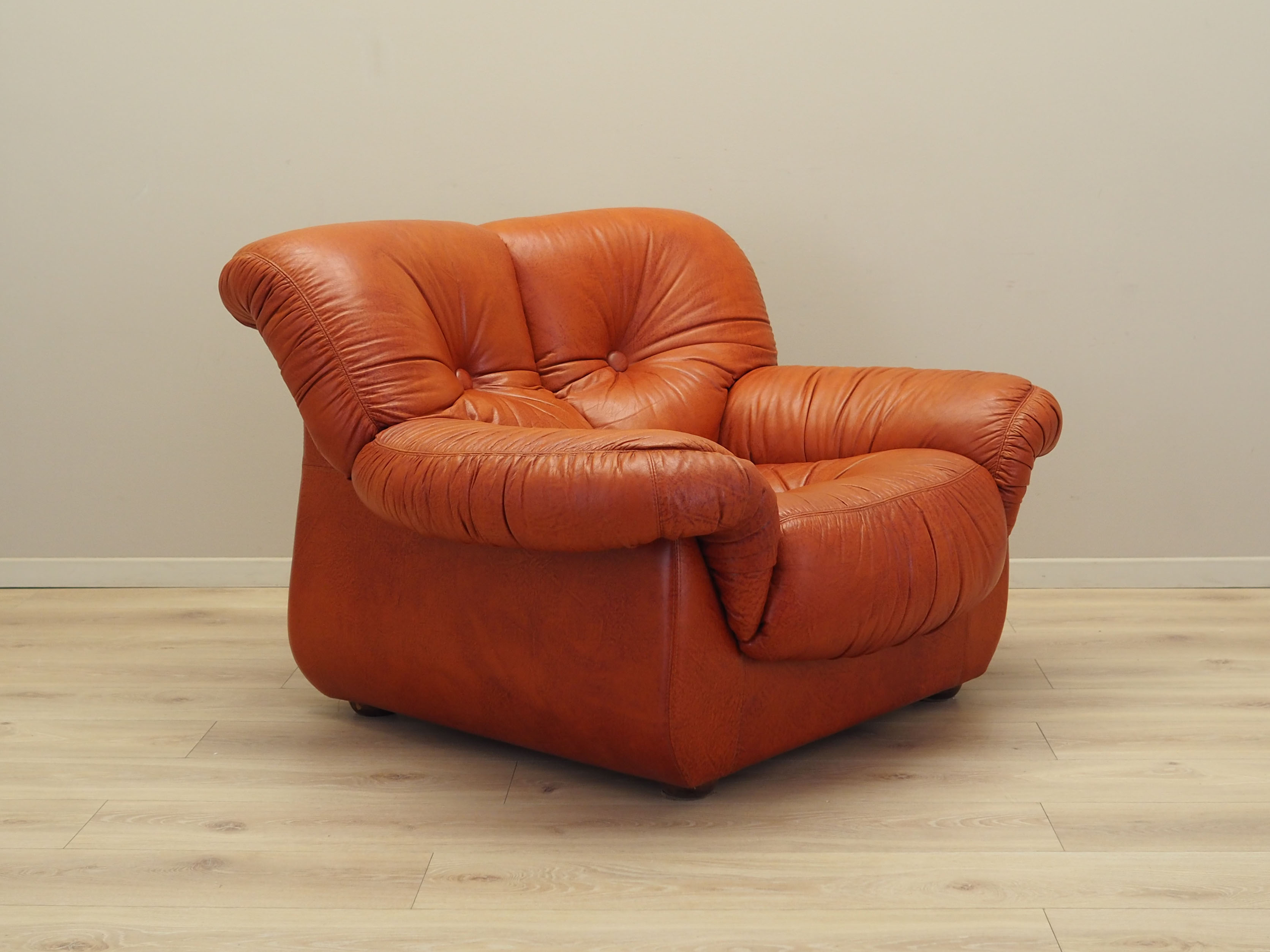 Sessel Leder Braun 1970er Jahre