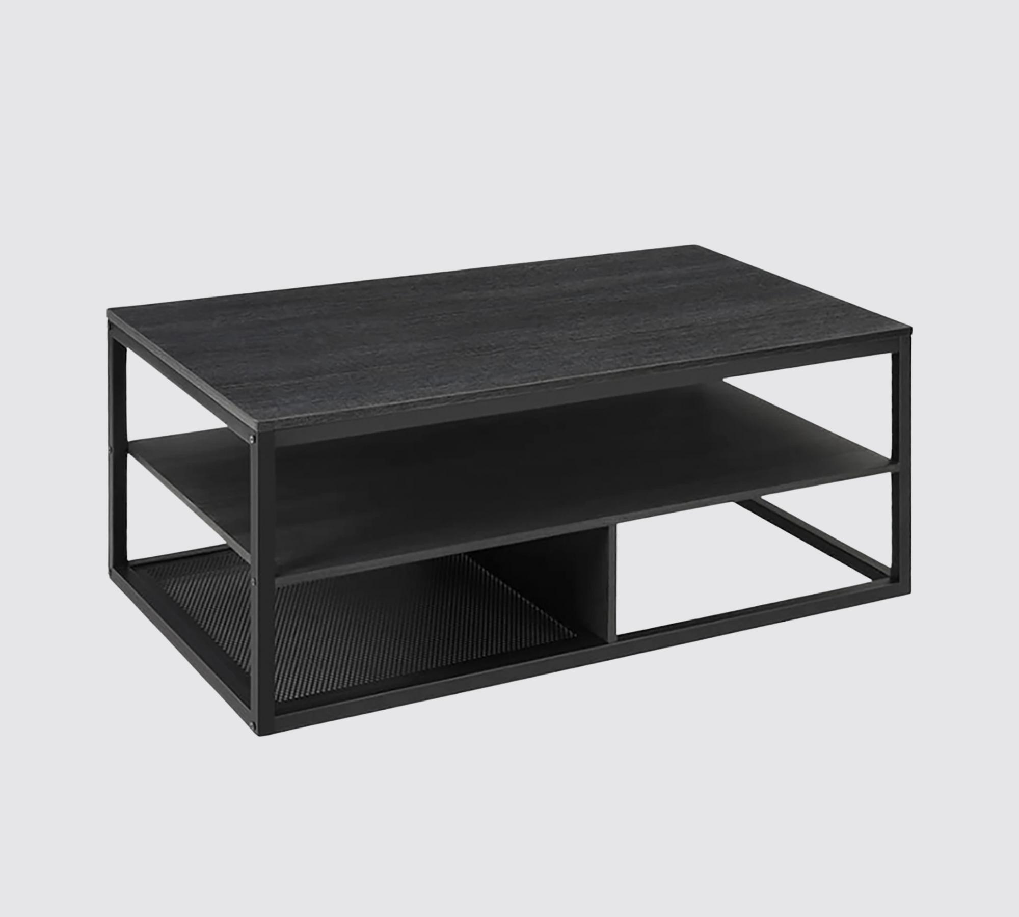 Couchtisch mit Staufächern Schwarz