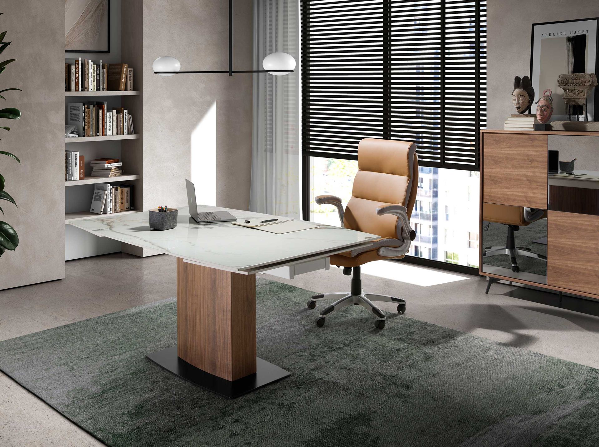 4141 Office Chair Swivel Faux Leather Brown