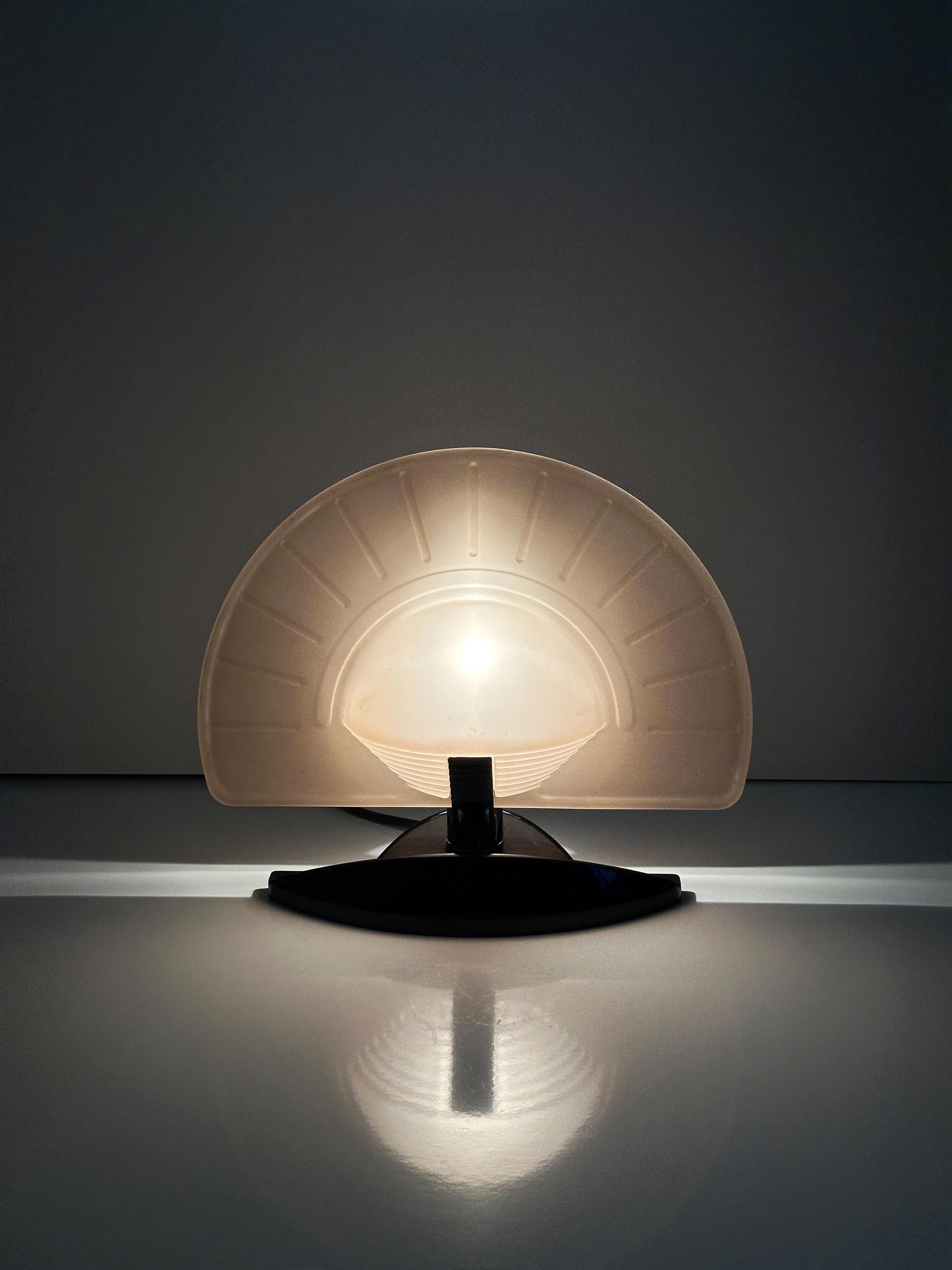 Vintage Art Deco Table Lamp Glass 1980s