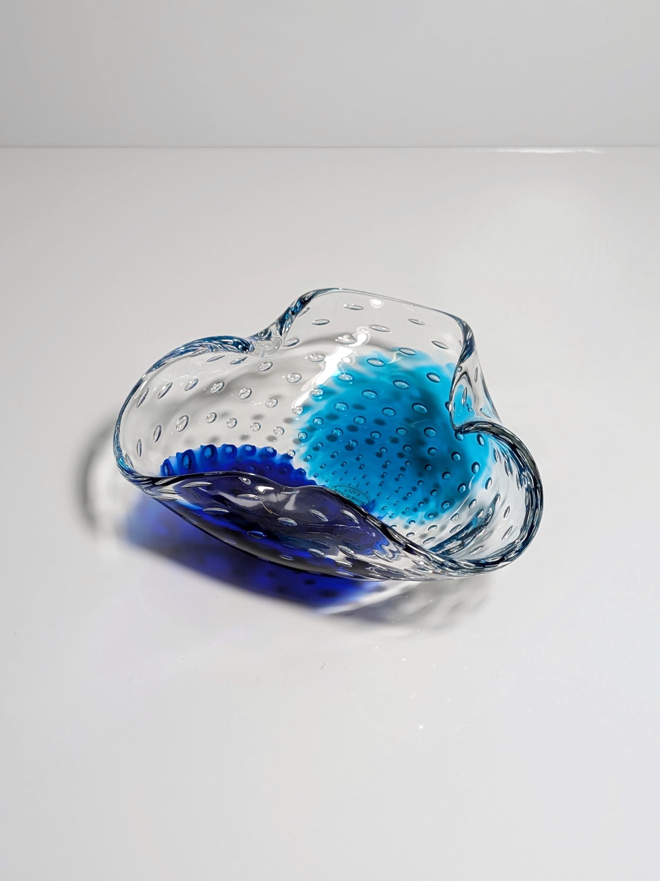 Vintage Aschenbecher Glas Blau 1970er Jahre