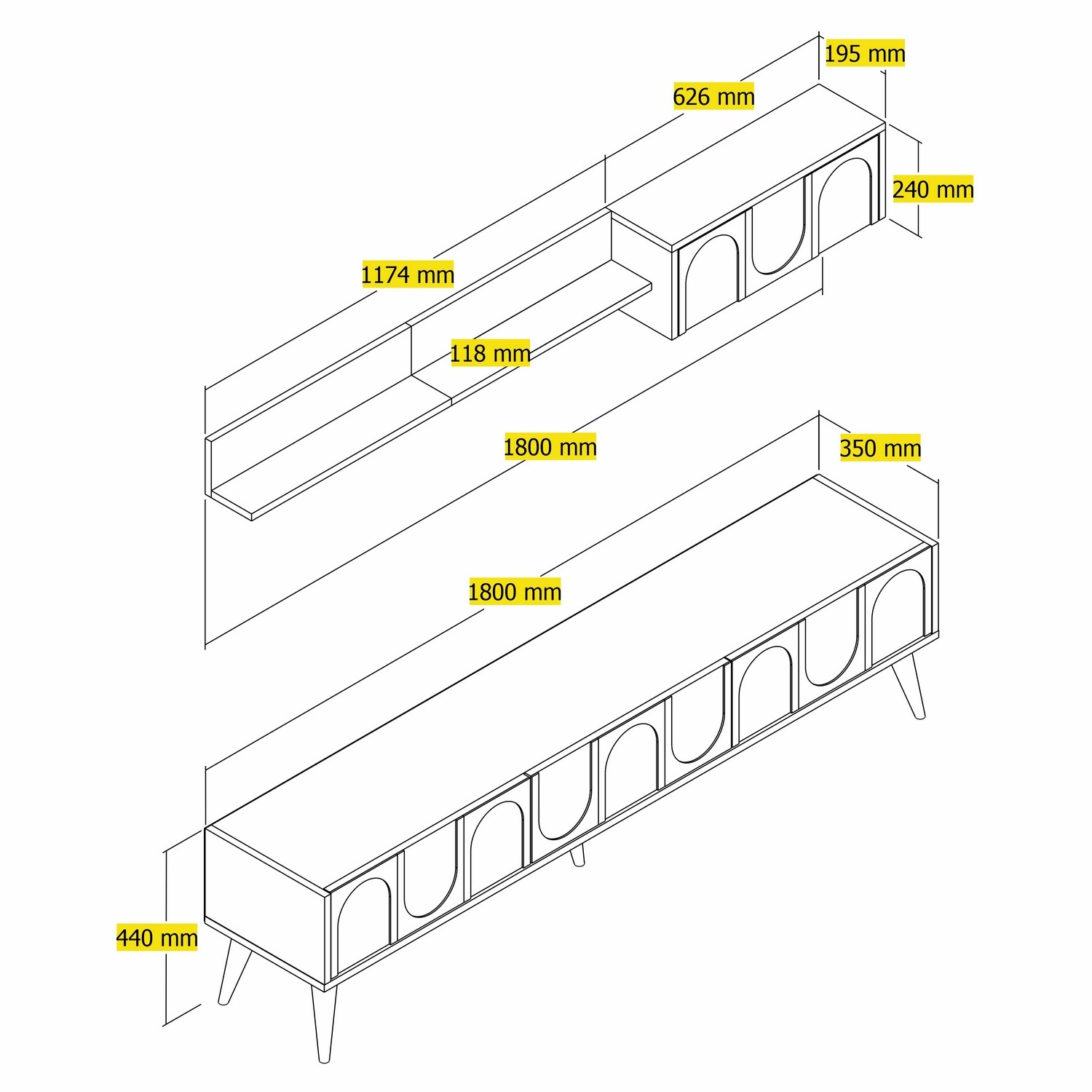 Lyon 2 TV-Schrank Holzfurnier Creme