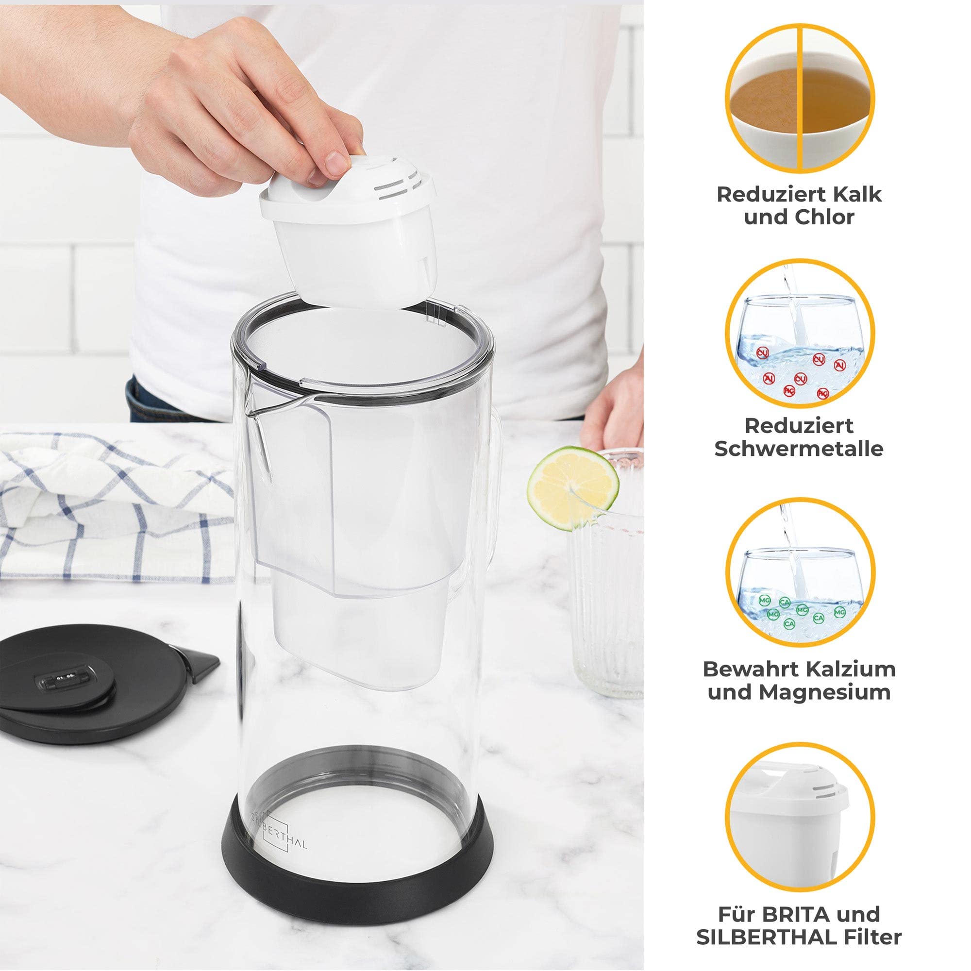 Wasserfilter Glas Kunststoff Transparent 2,7 Liter