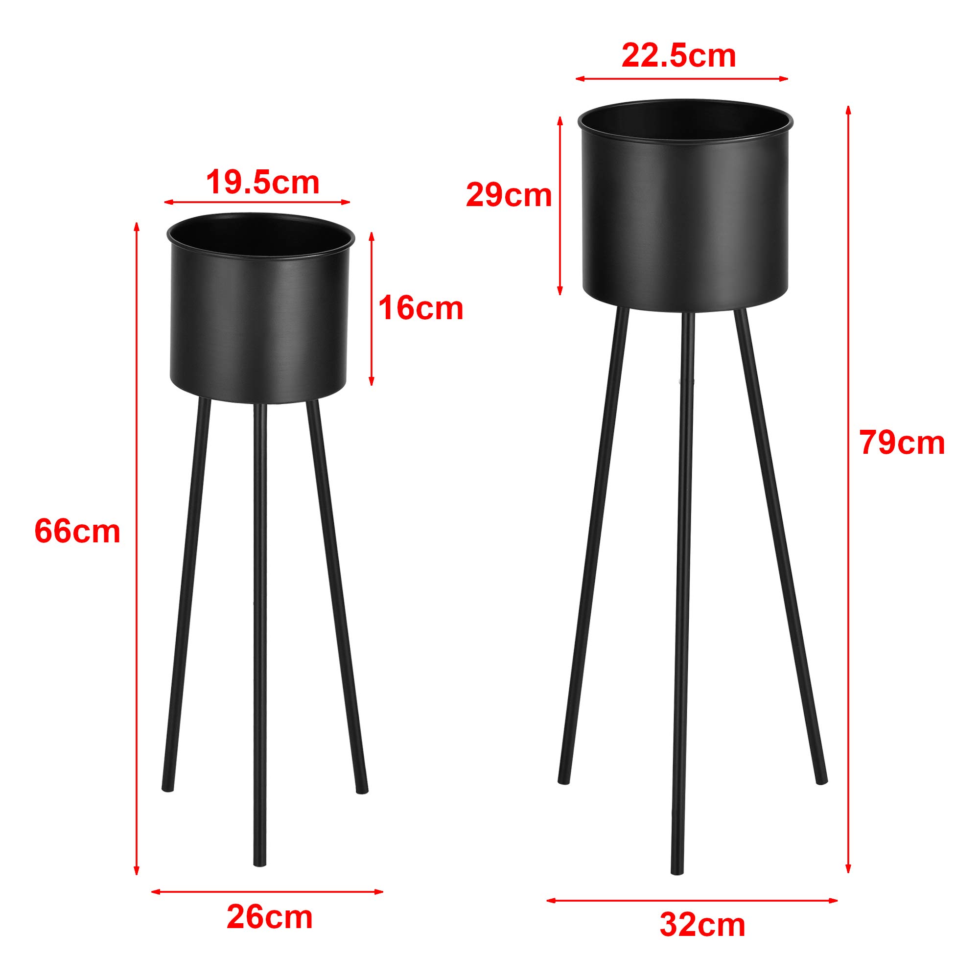 2x Pflanzständer Metall Schwarz