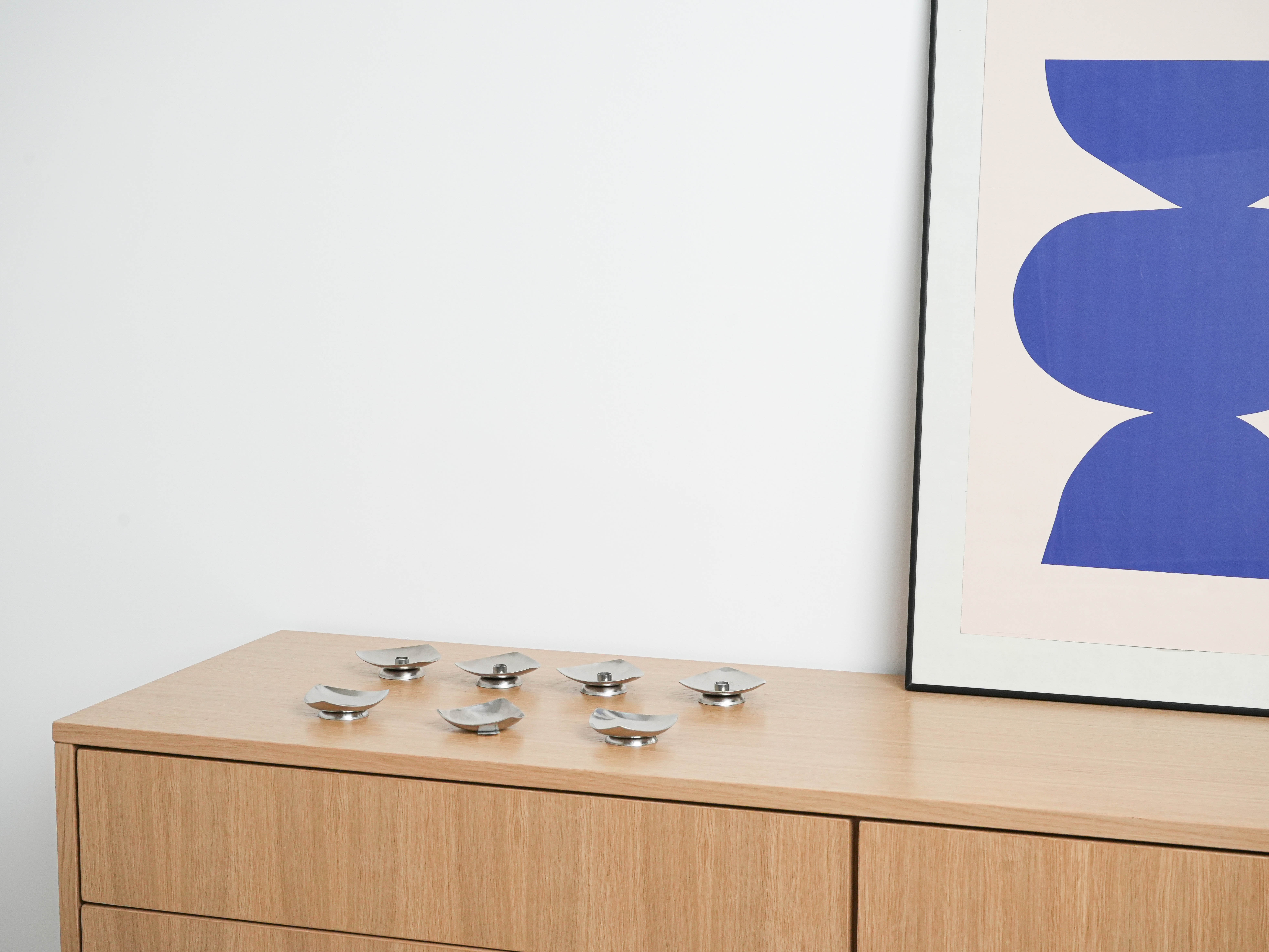 Set of steel candlesticks 1970s