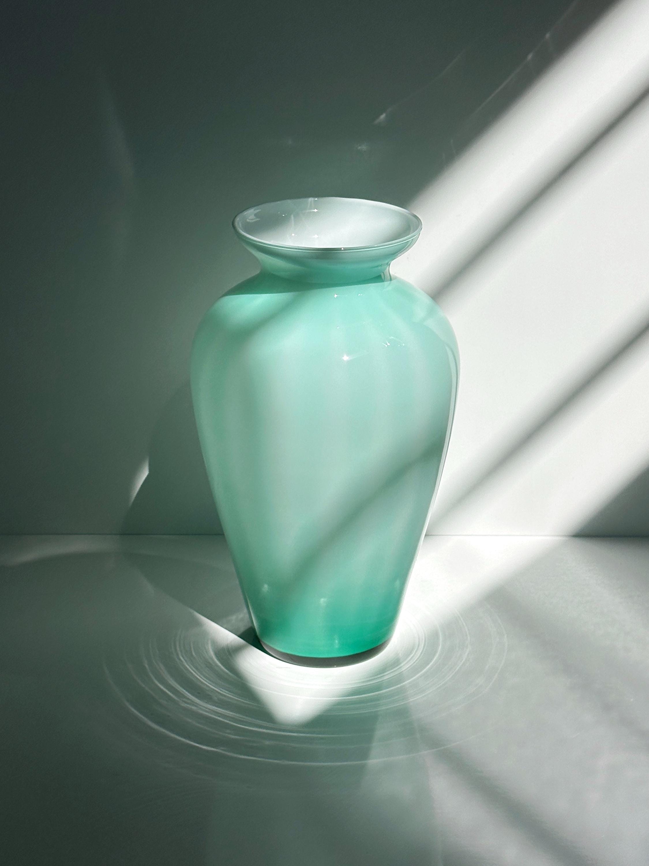 Vintage Swirl Vase Milchglas Türkis