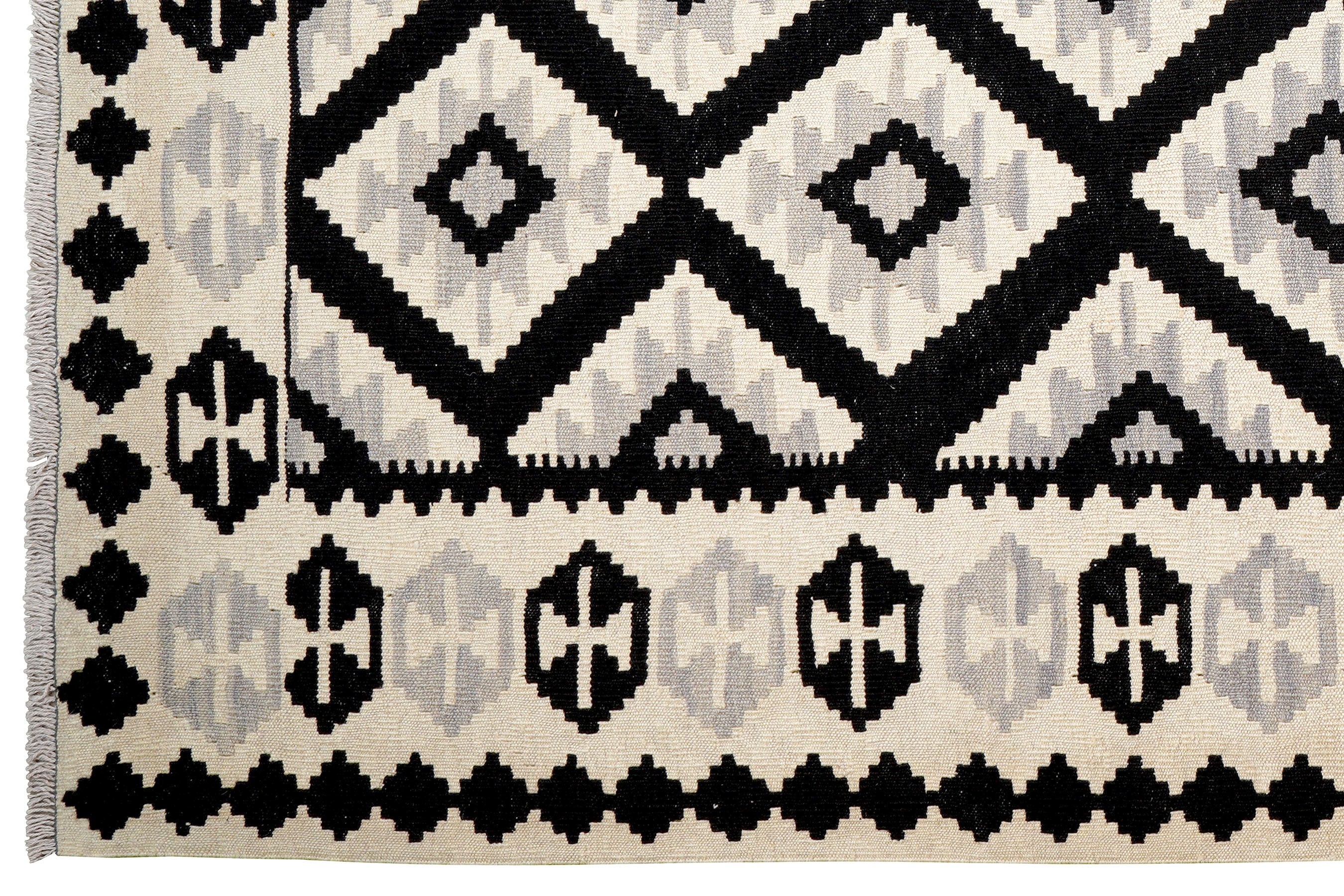 Kilim Gashgai Teppich Schwarz Beige