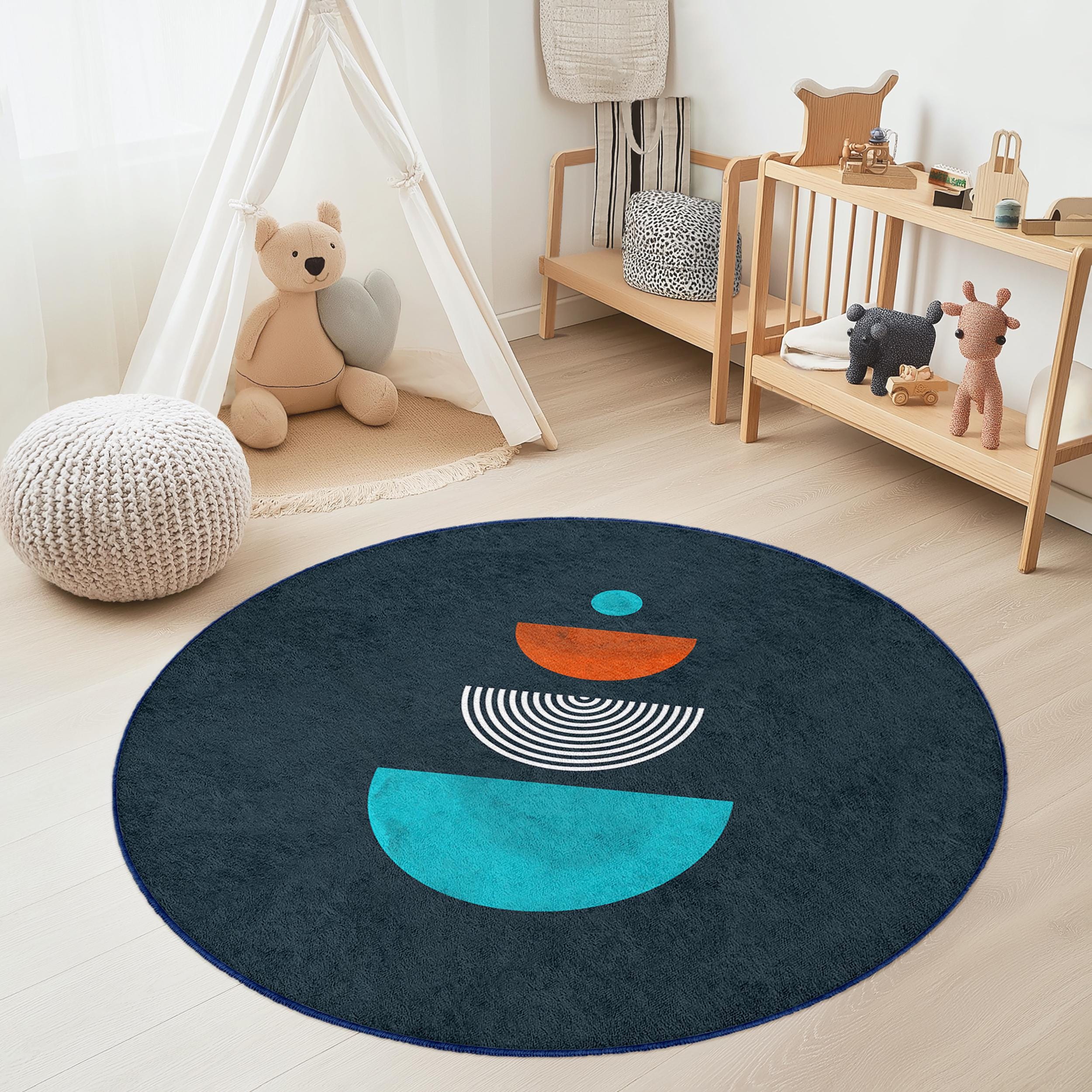 Tappeto per bambini a motivi geometrici multicolore Ø120cm