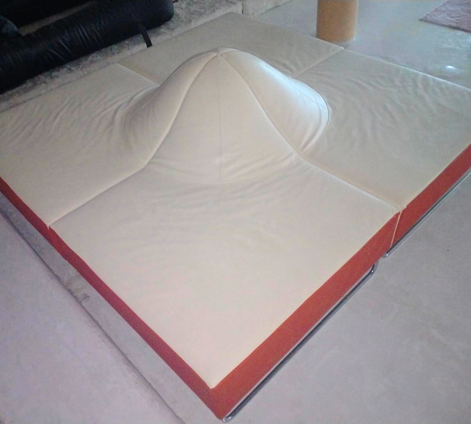 Dune island Sofa Leder Holz Weiß Orange