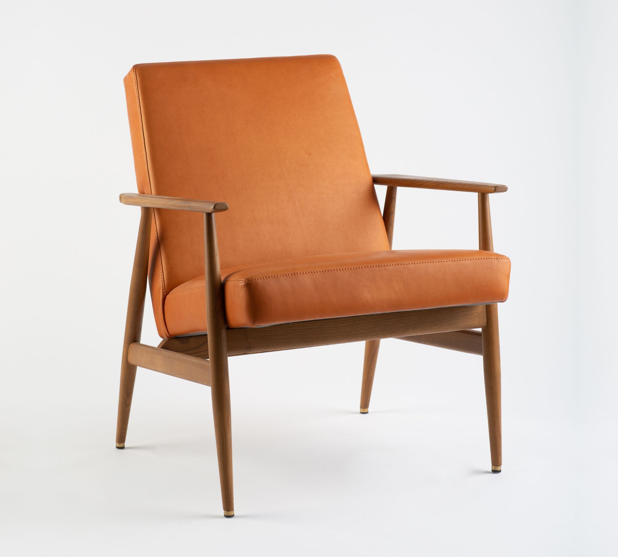 Fox Sessel Holz Leder Beige