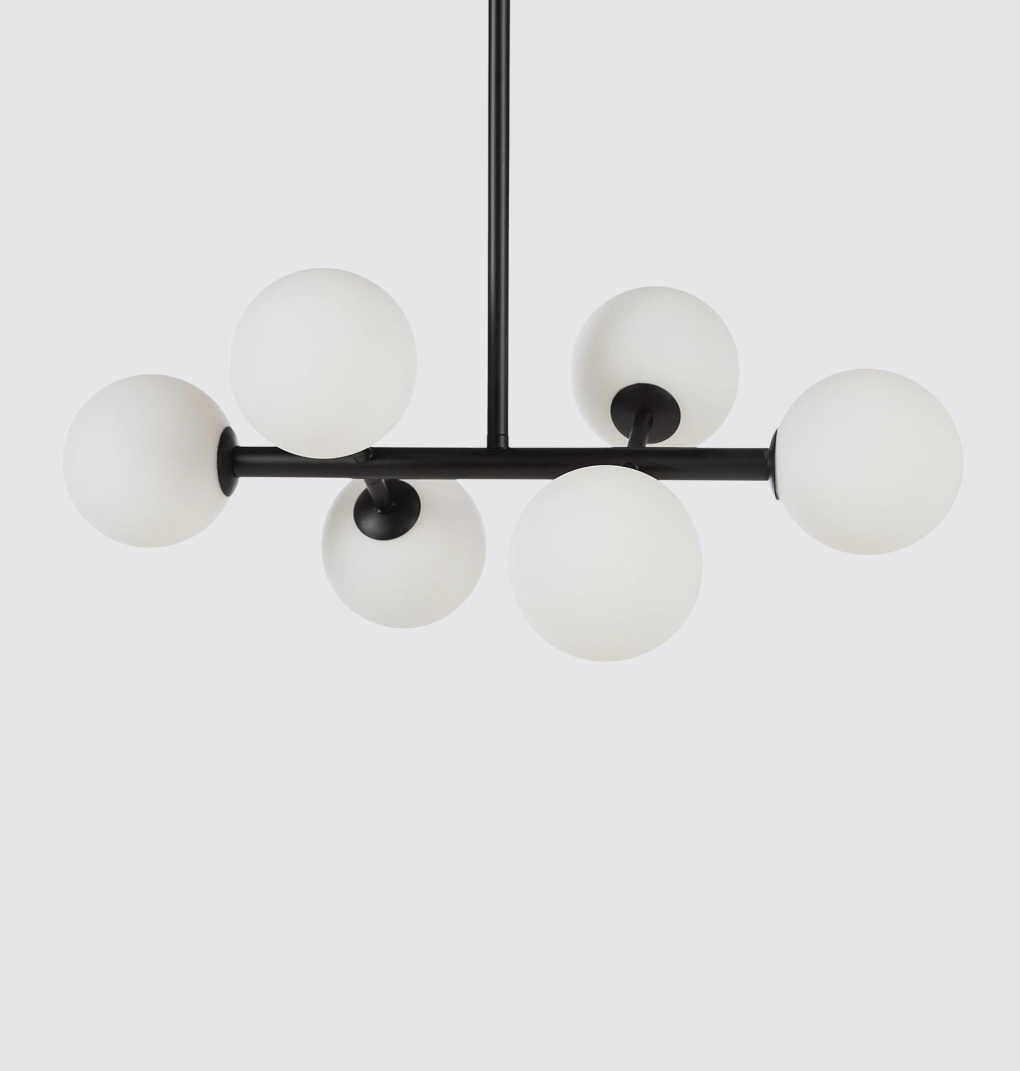 Ball lamp iron 6 glass lamps each 12cm diameter