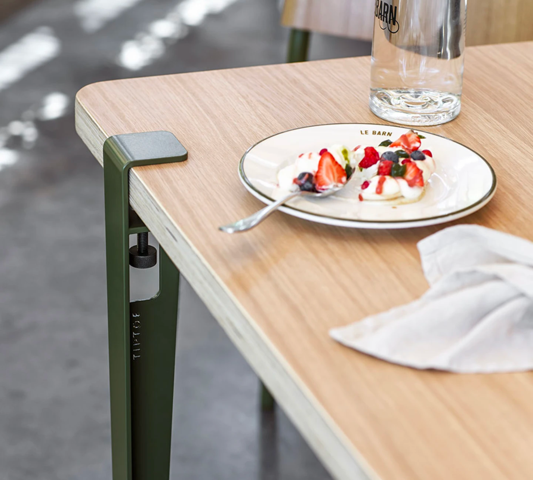 4x Tischbein Stahl Grün