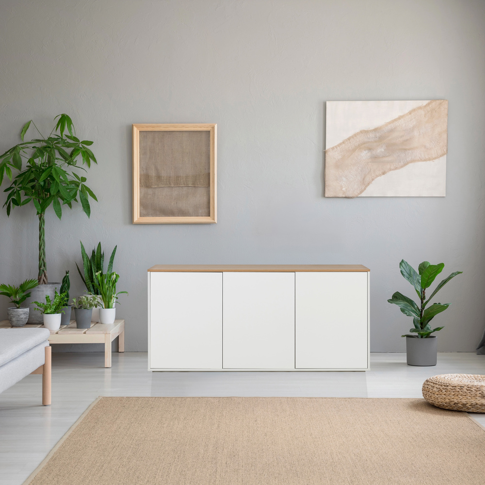 Kelo S Sideboard mit 3 Türen Eiche Weiß