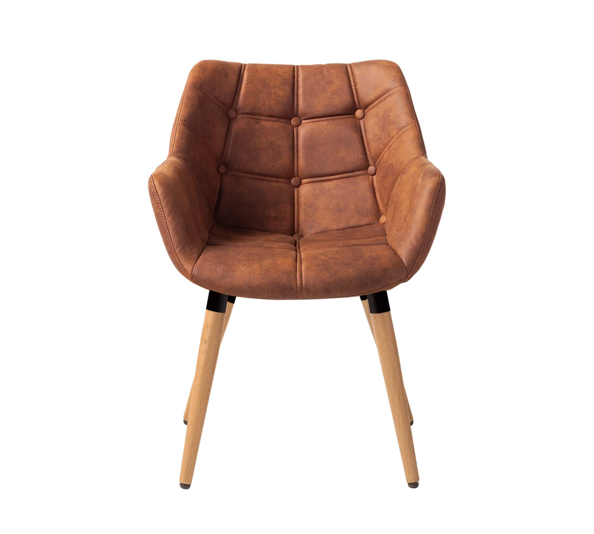 Armlehnstuhl Massivholz Vintage Cognac