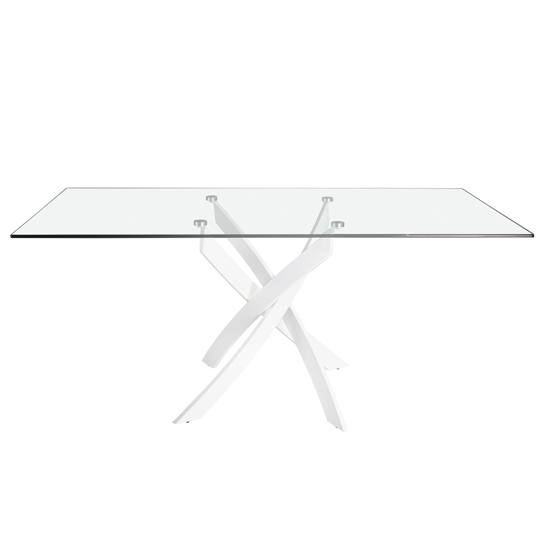 Dining table glass steel white