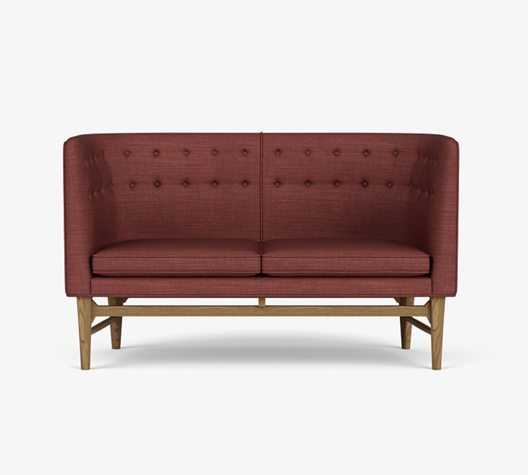 Mayor AJ6 Sofa Samt Walnussholz Blau