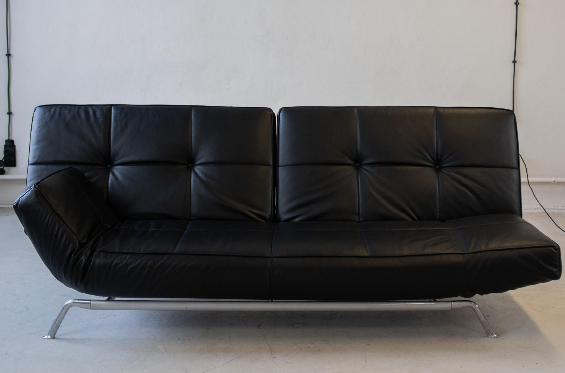 Vintage Pascal Mourgue Smala Sofa und Hocker Schwarz