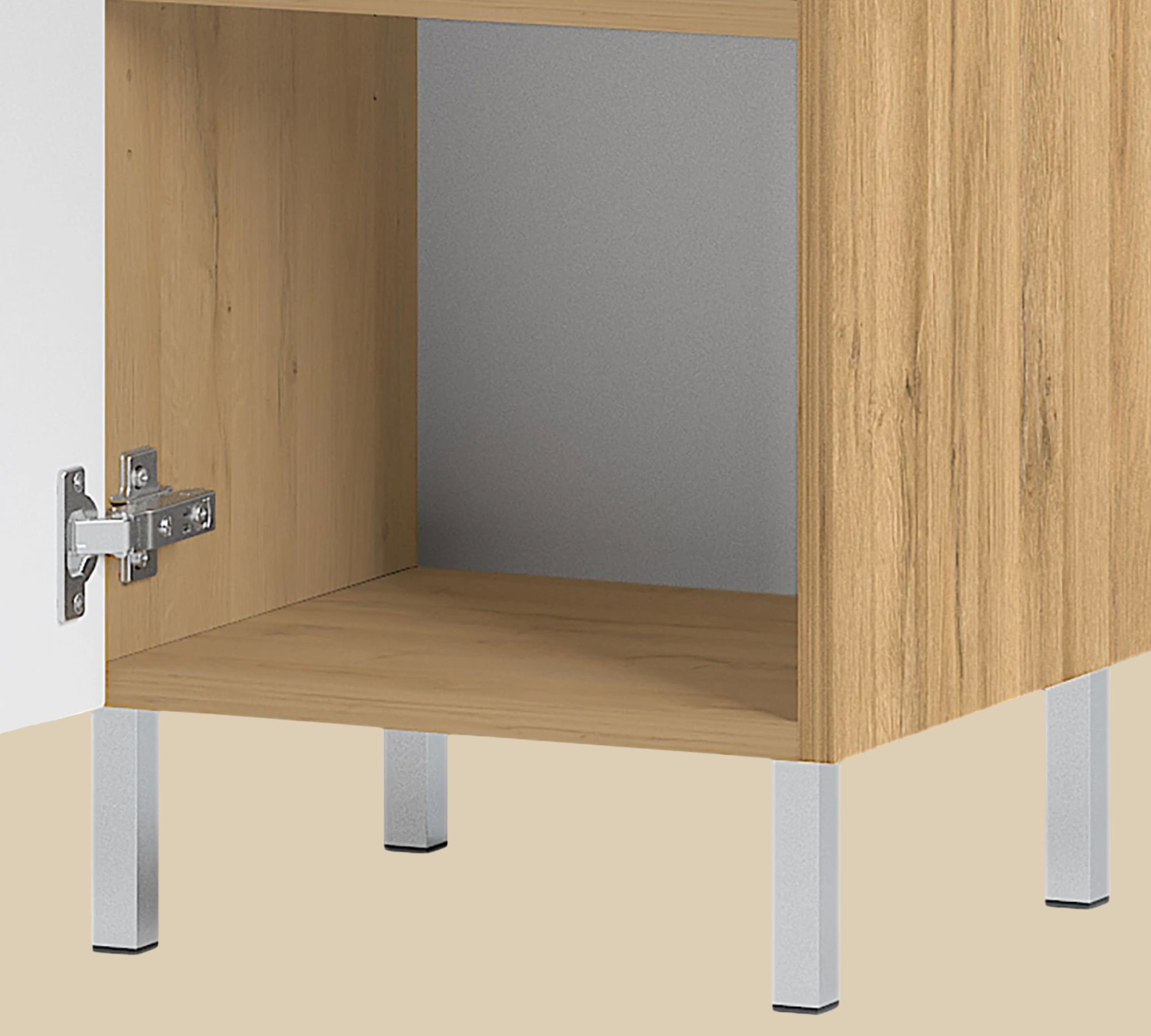 Midischrank Eichendekor Weiß