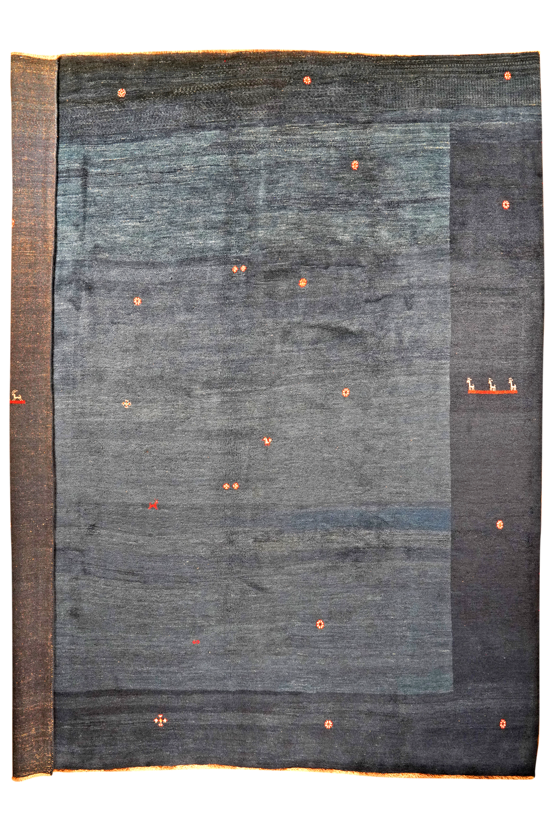 Gabbeh Teppich Wolle Blau