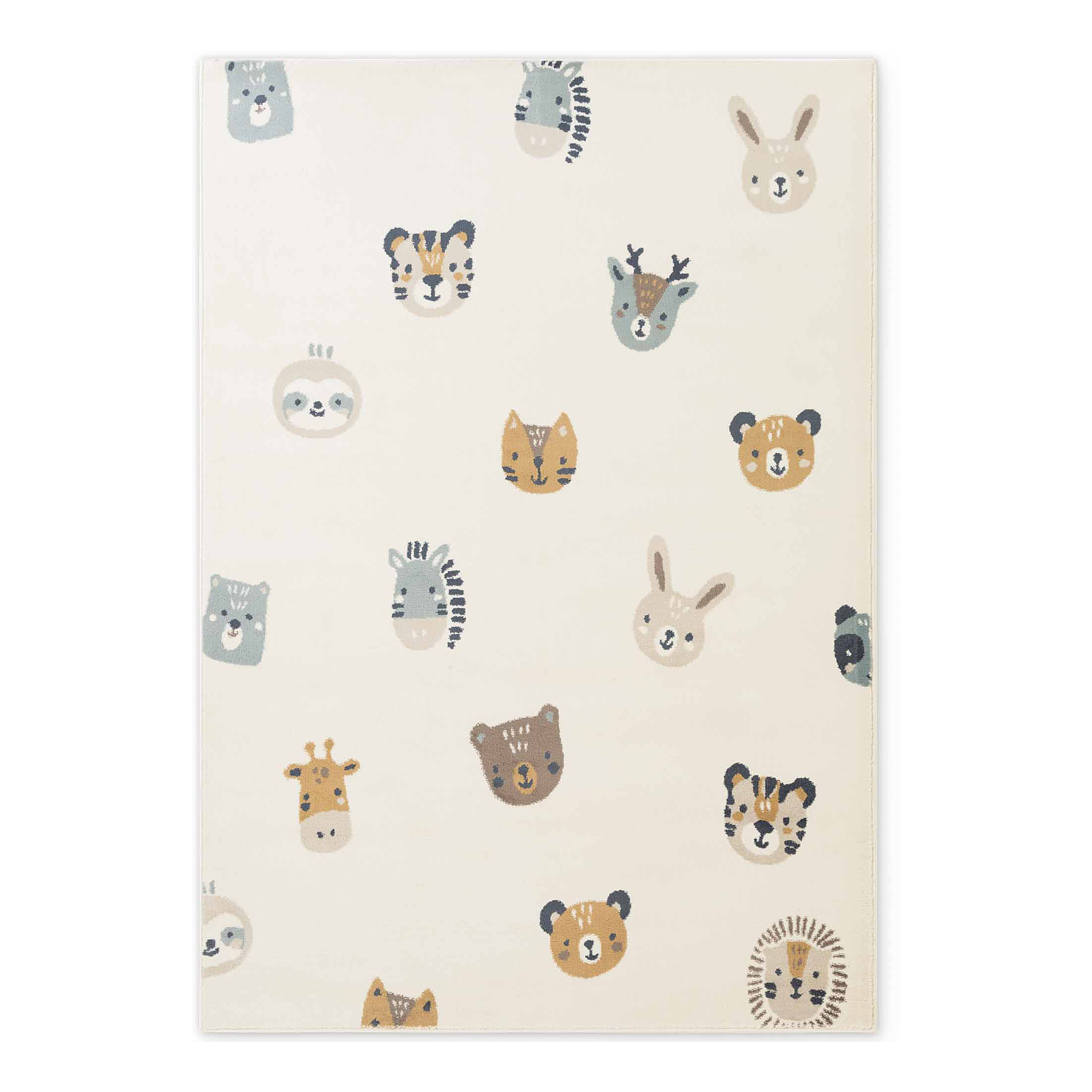 Kinderteppich Tiny Zoo Polypropylen Jute Creme 120 x 170 cm