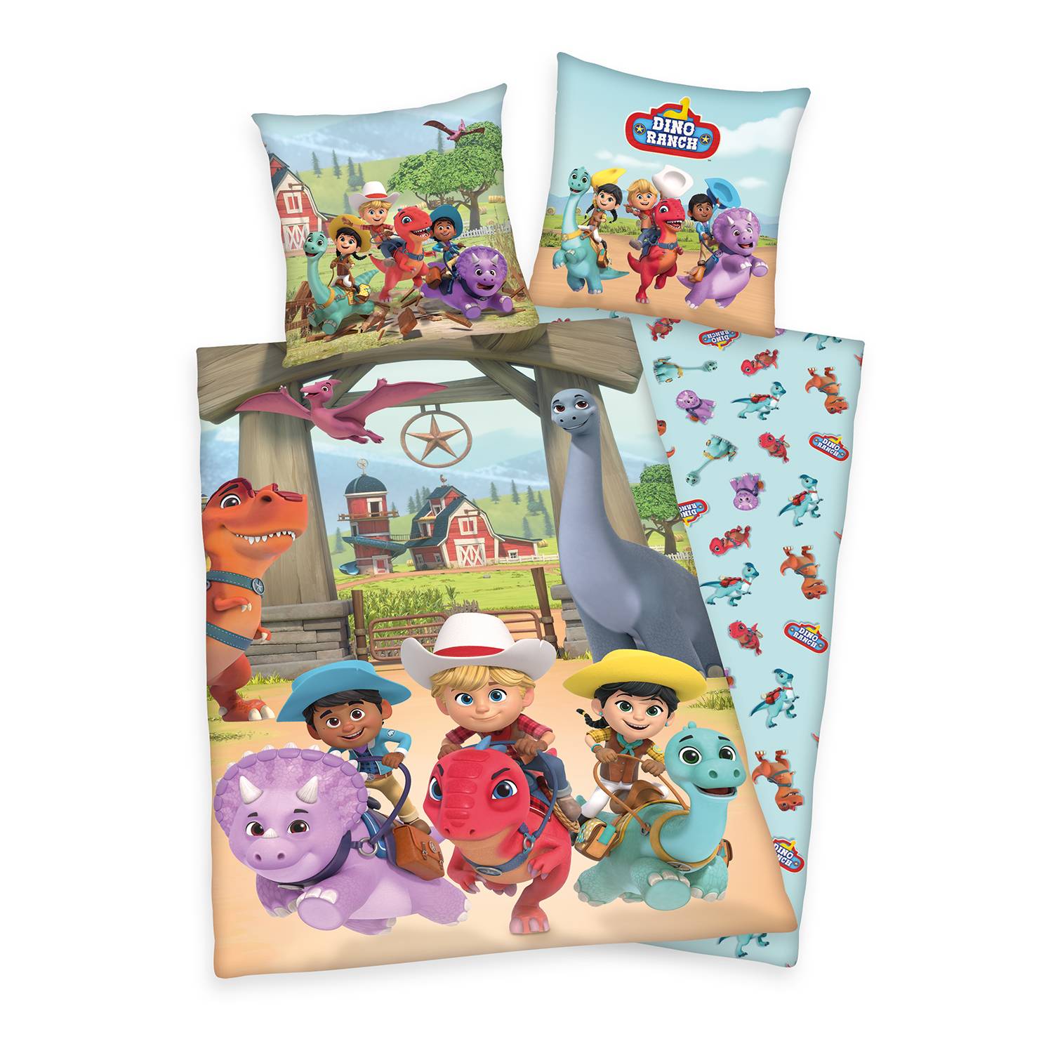 Bettwäsche Dino Ranch Baumwolle Multicolor 135 x 200 cm