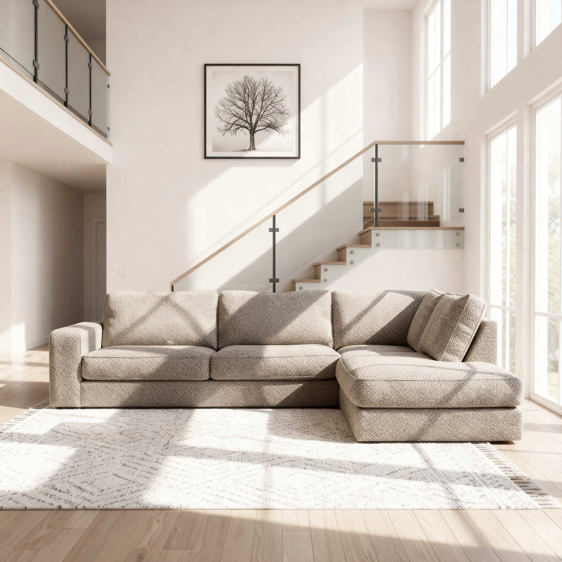 Ecksofa Easton Rechts 3-Sitzer Beige
