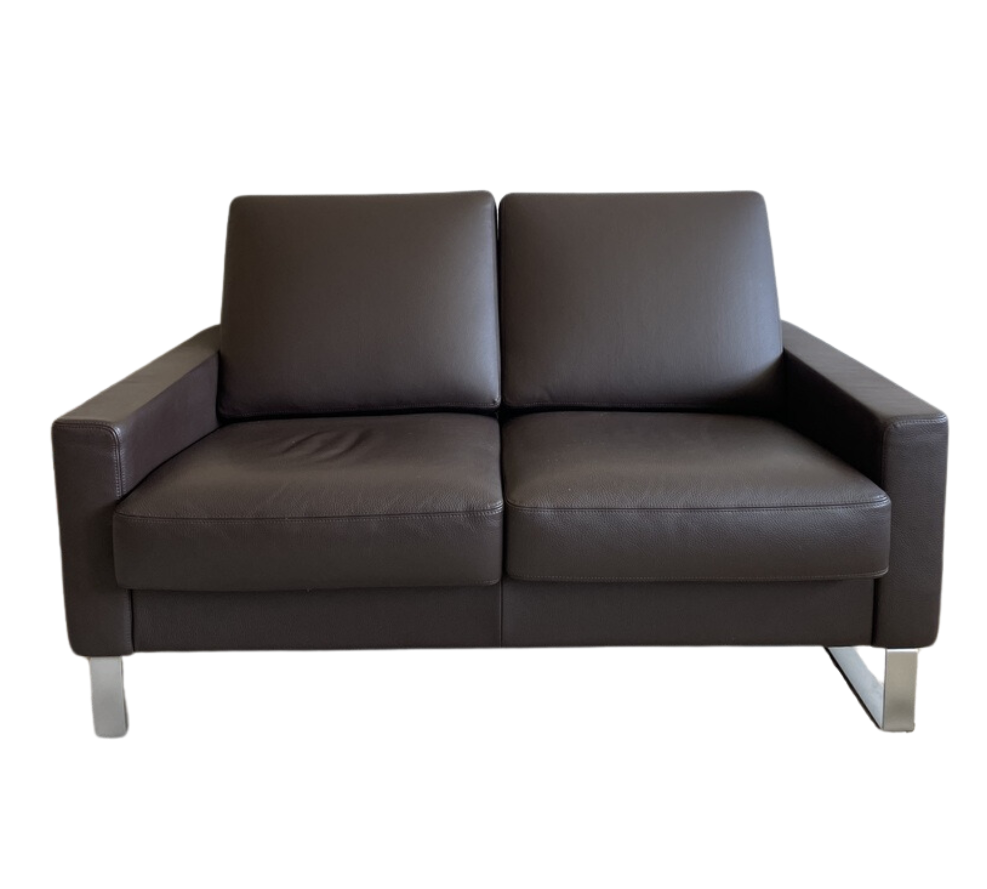 Sofa 2-Sitzer Leder Edelstahl Braun