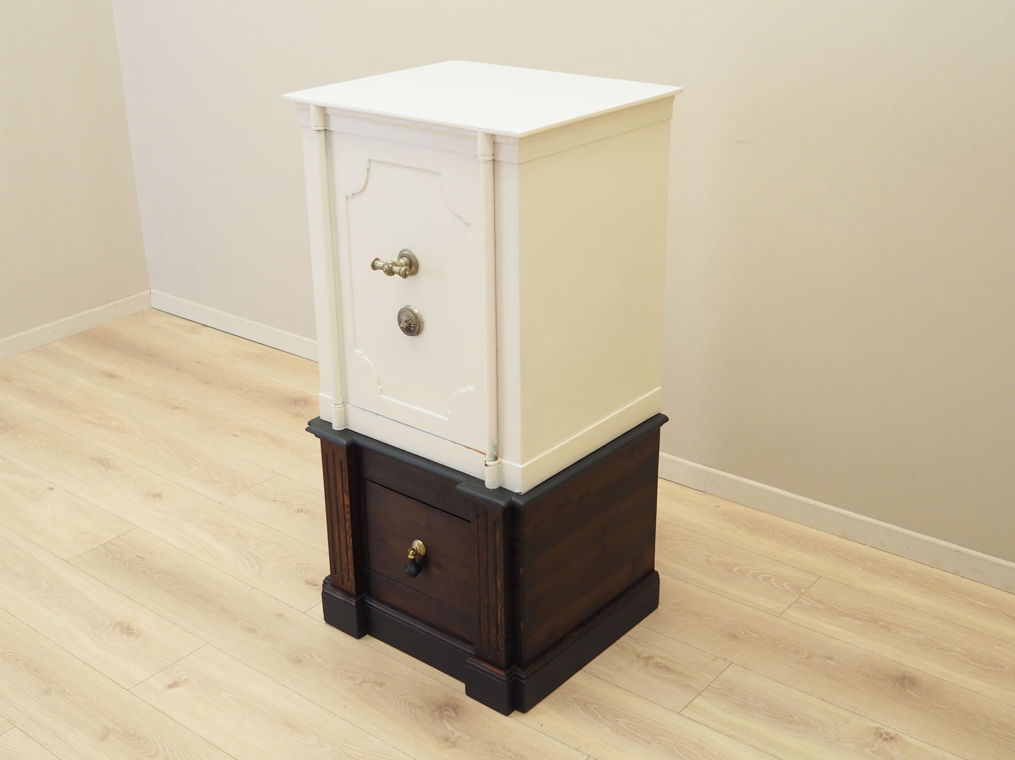 Vintage safe steel wood cream 1950s