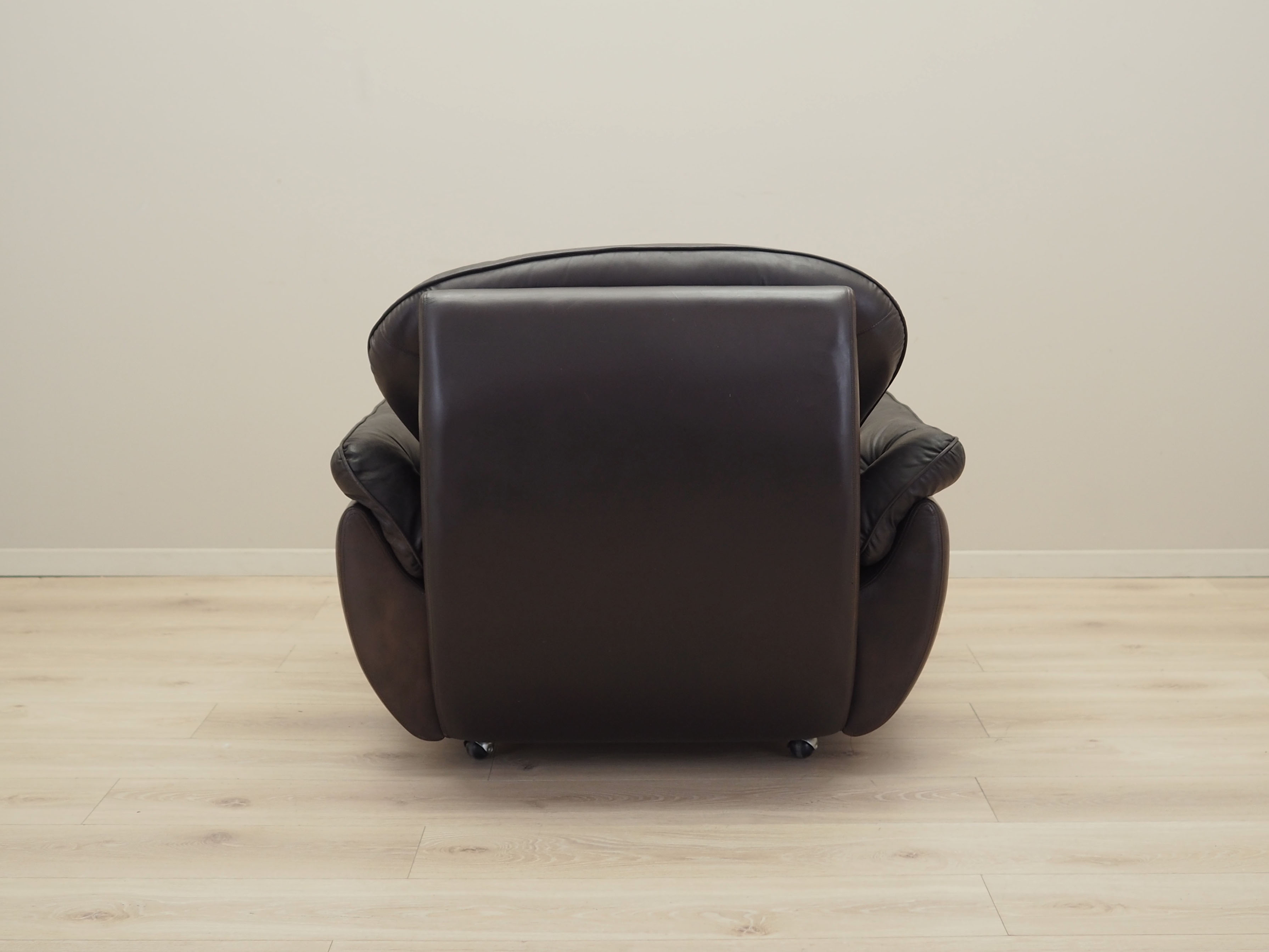 Armchair with casters, leather, brown, 1970s