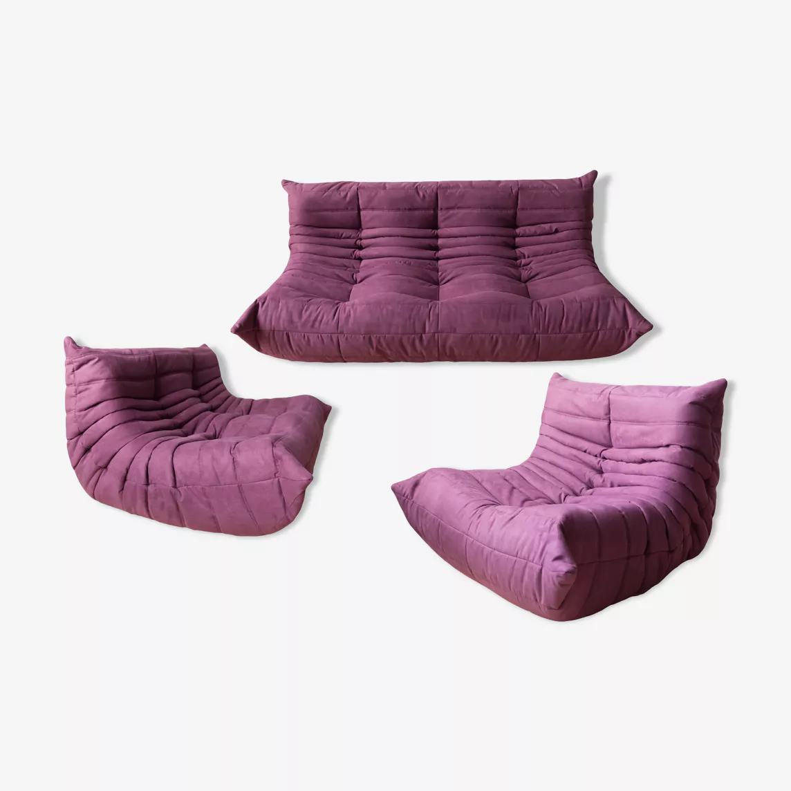 Togo Lounge Set 3-tlg. Textil Aubergine