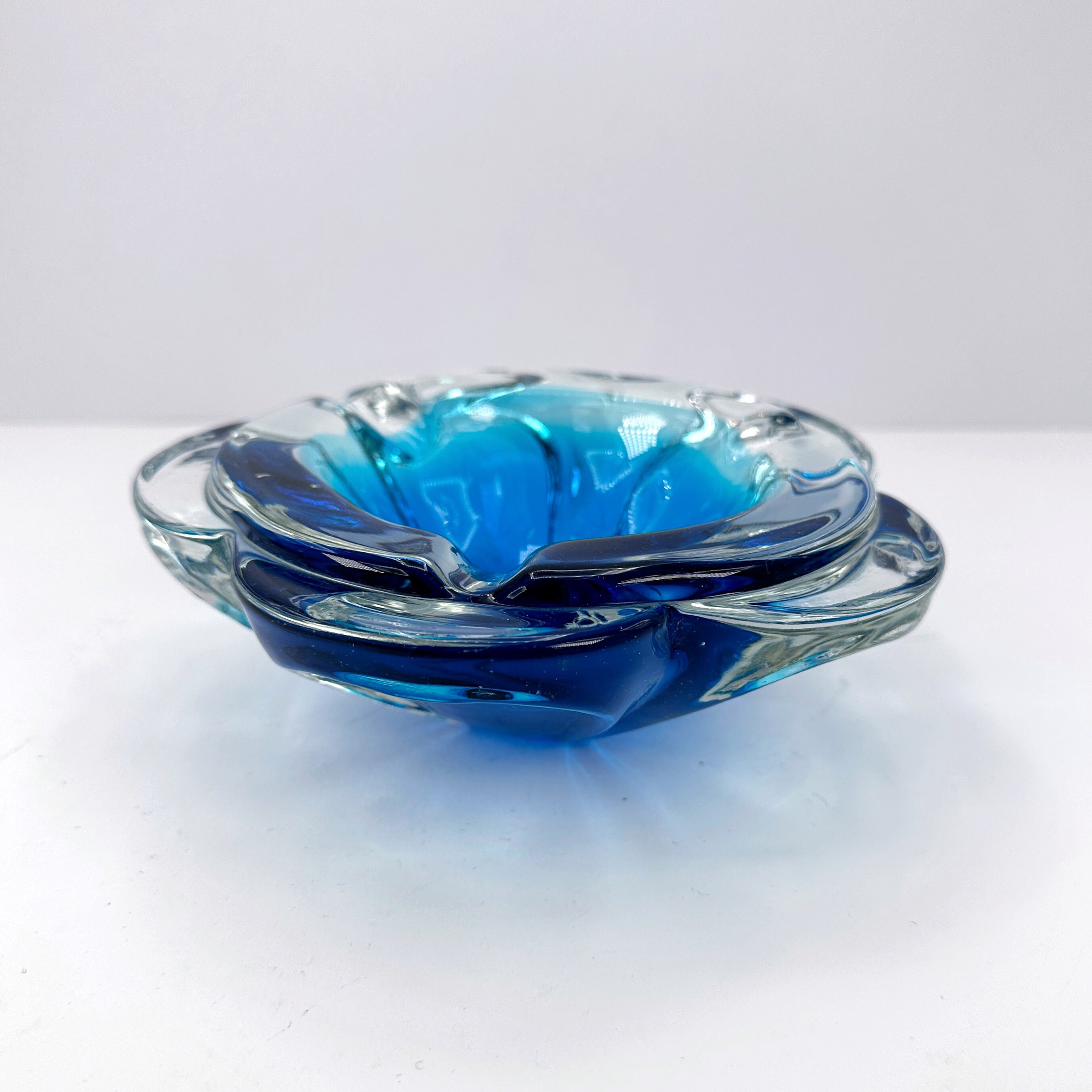 Vintage Bohemian Ashtray Blue 1970s