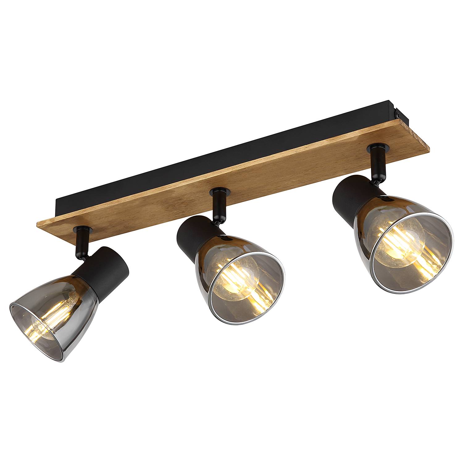 3-Flammig Deckenstrahler Claude Farbglas Eisen Beige