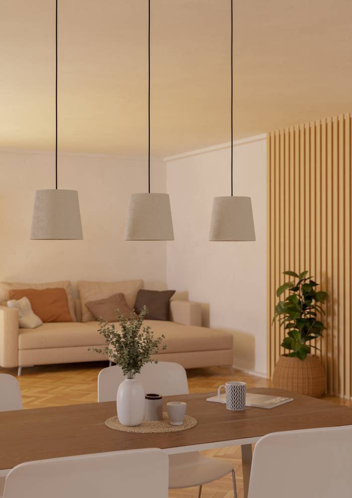 Febres Type C Pendant Lamp Blended Fabric Steel 3-Light