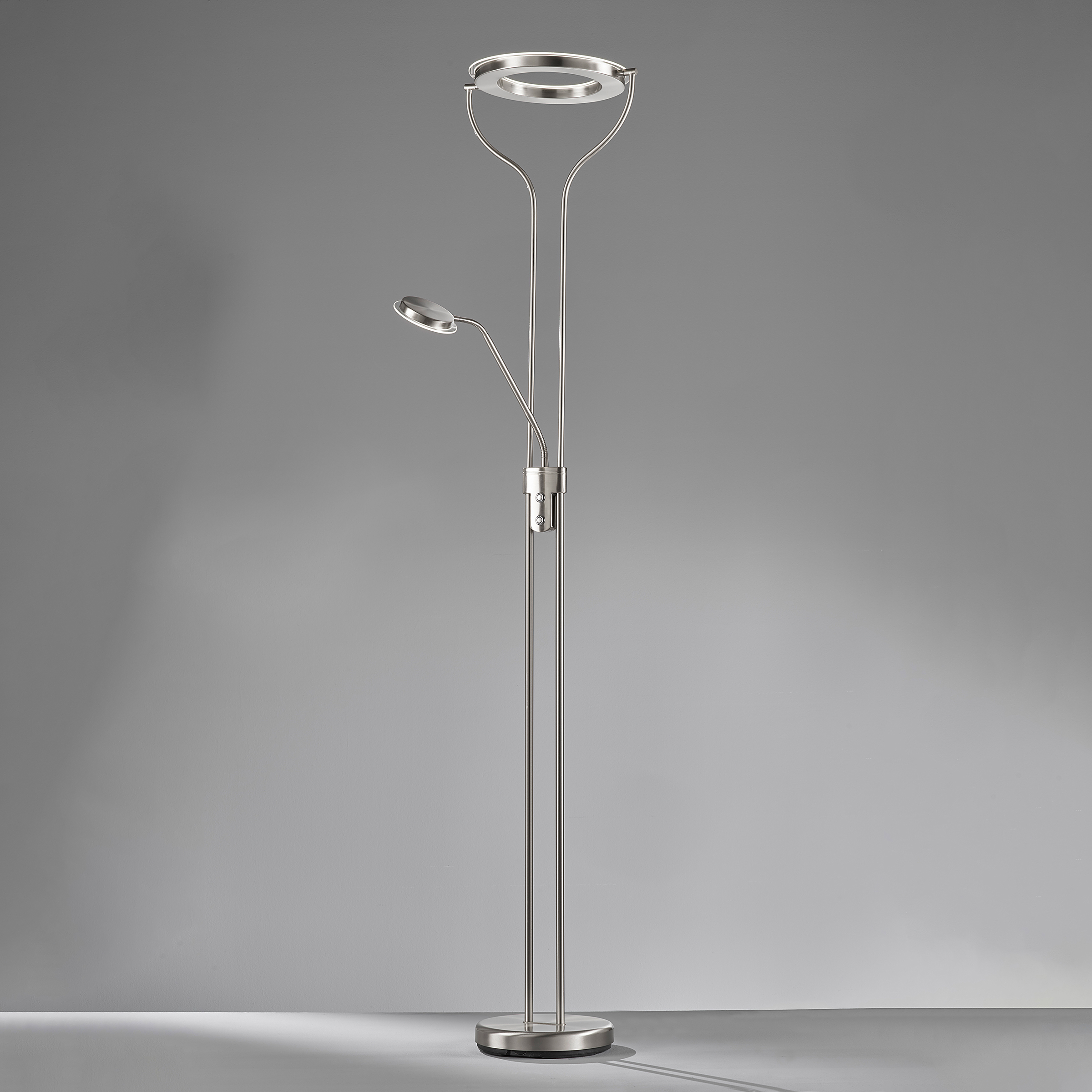 LED Floor Lamp Davos 2-Light Iron Nickel White