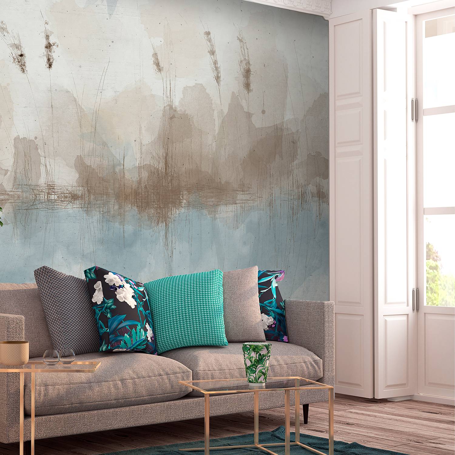 Winter Pond Premium Fototapete Vlies Braun 