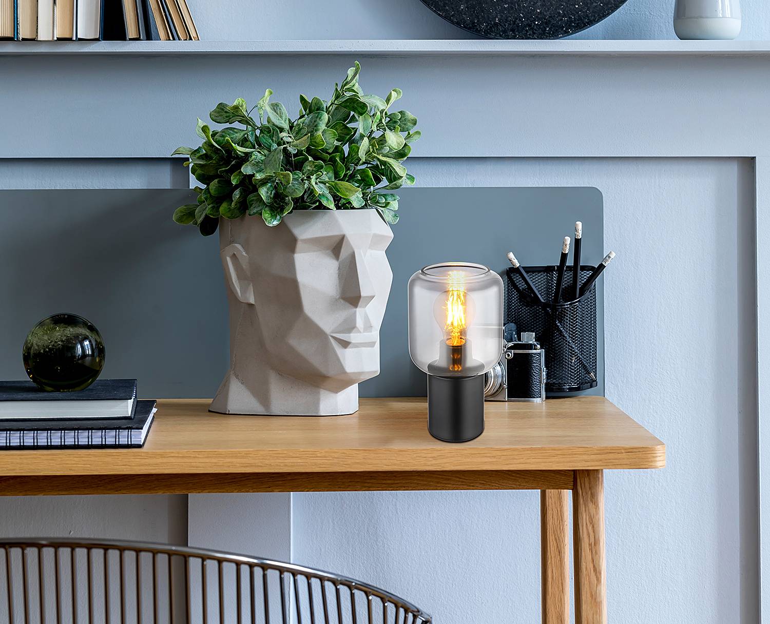 Ninjo Tischleuchte Farbglas Eisen 1-flammig