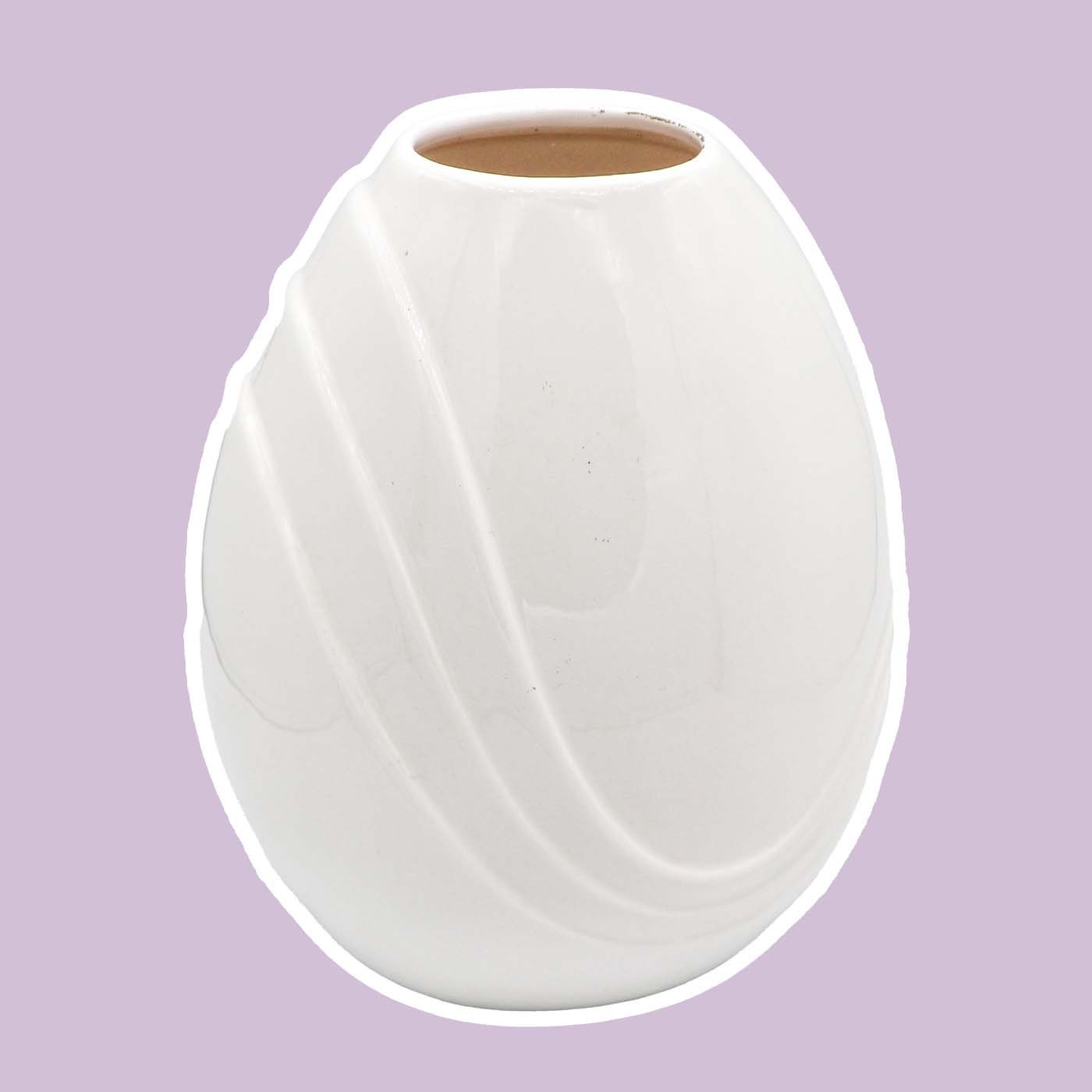 Vintage Muschel Blumenvase Keramik Weiß 1980s Jahre