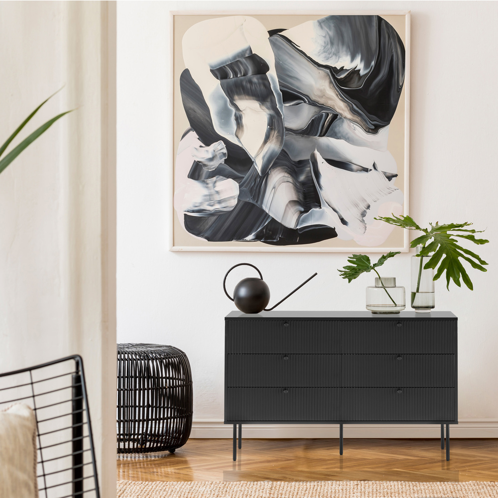 Karby S Sideboard mit 6 Schubladen Schwarz