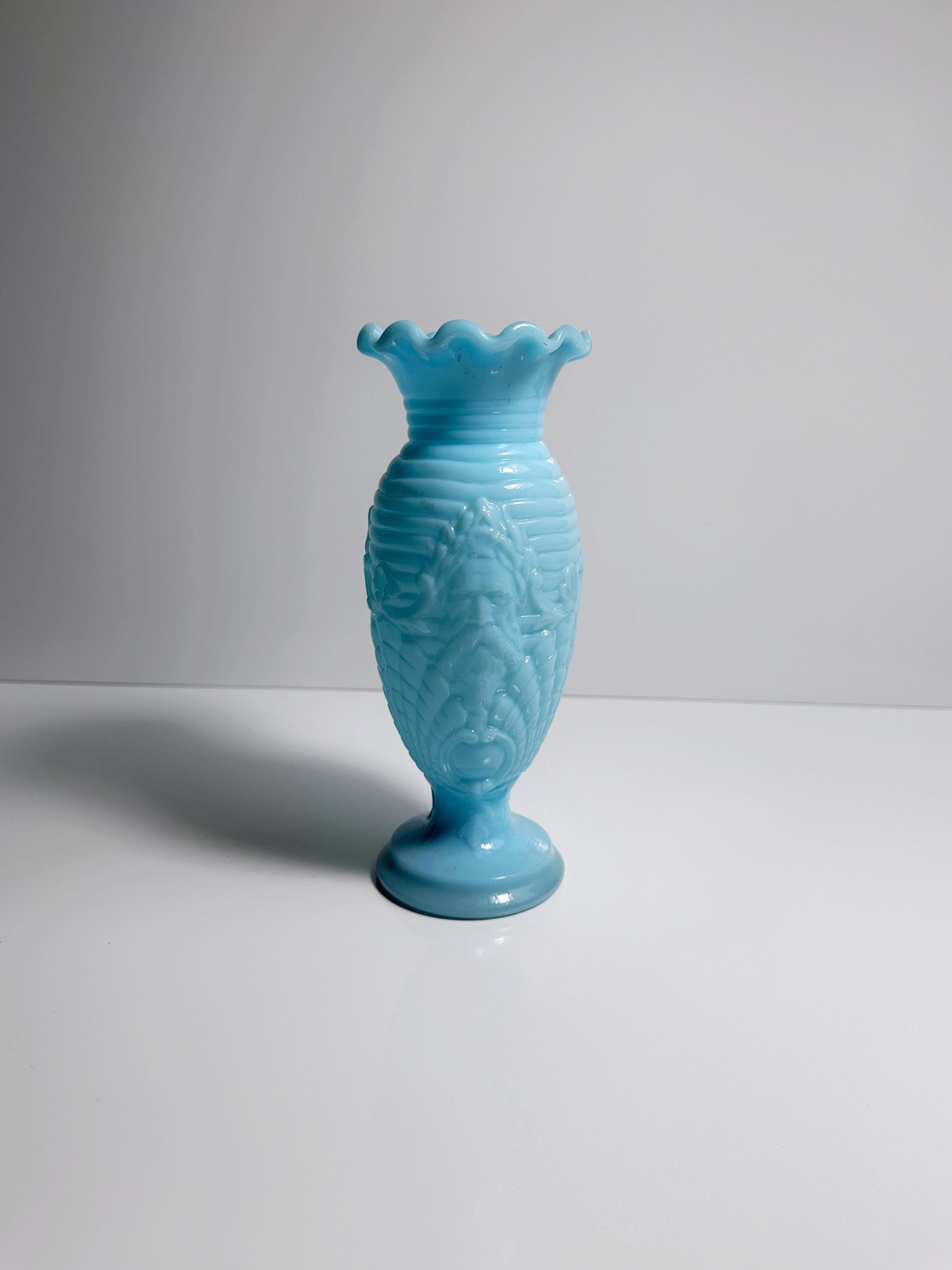 4597 Vase Milchglas Blau 1900er Jahre