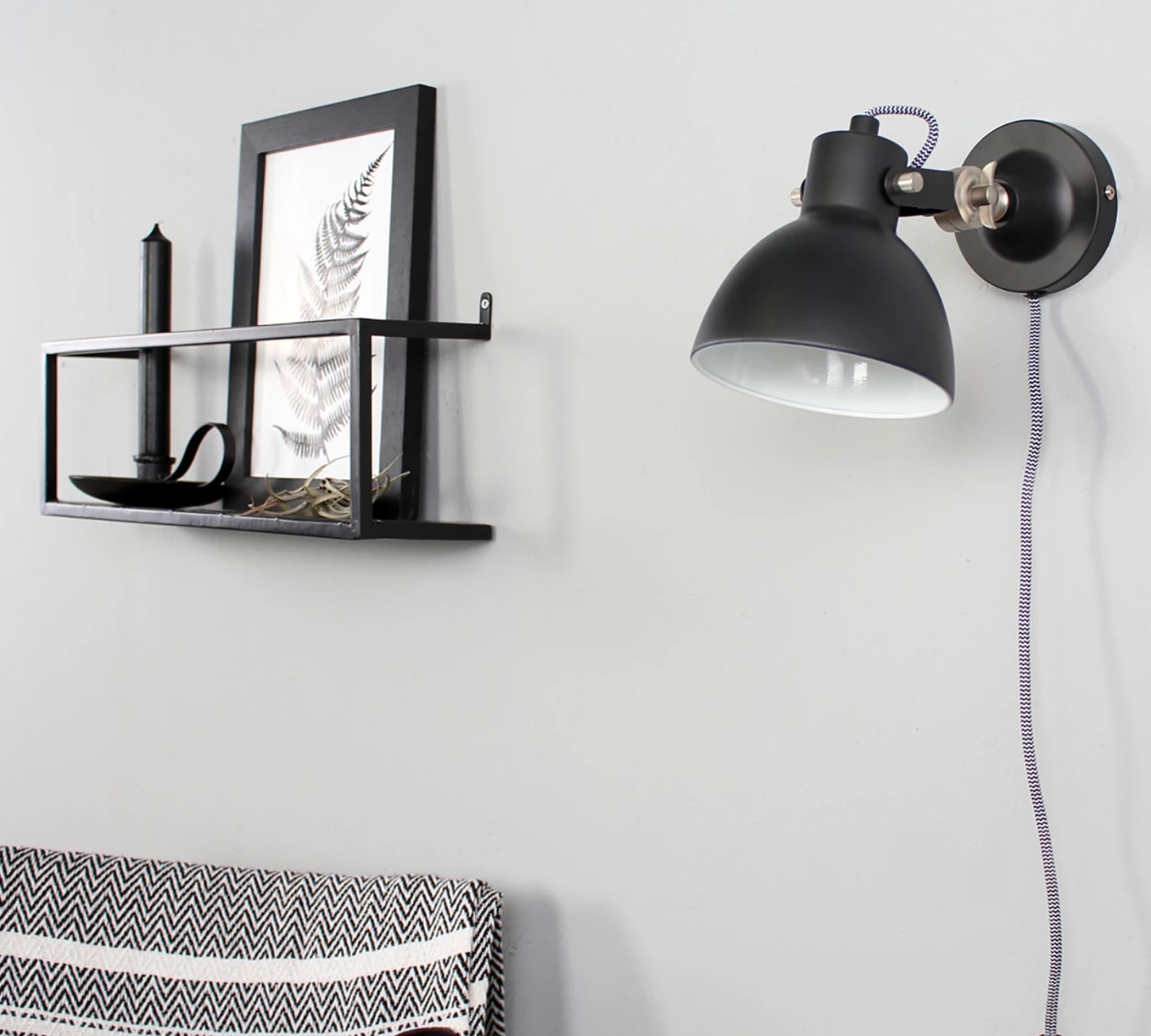 Wall light Mexlite V Steel 1-light Black