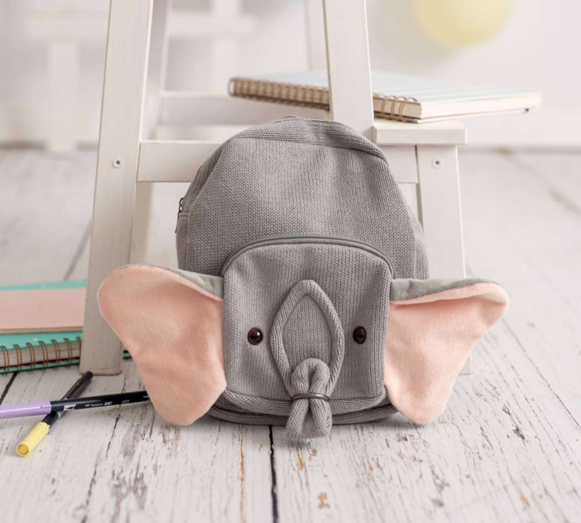 Elephant Backpack Cotton Grey