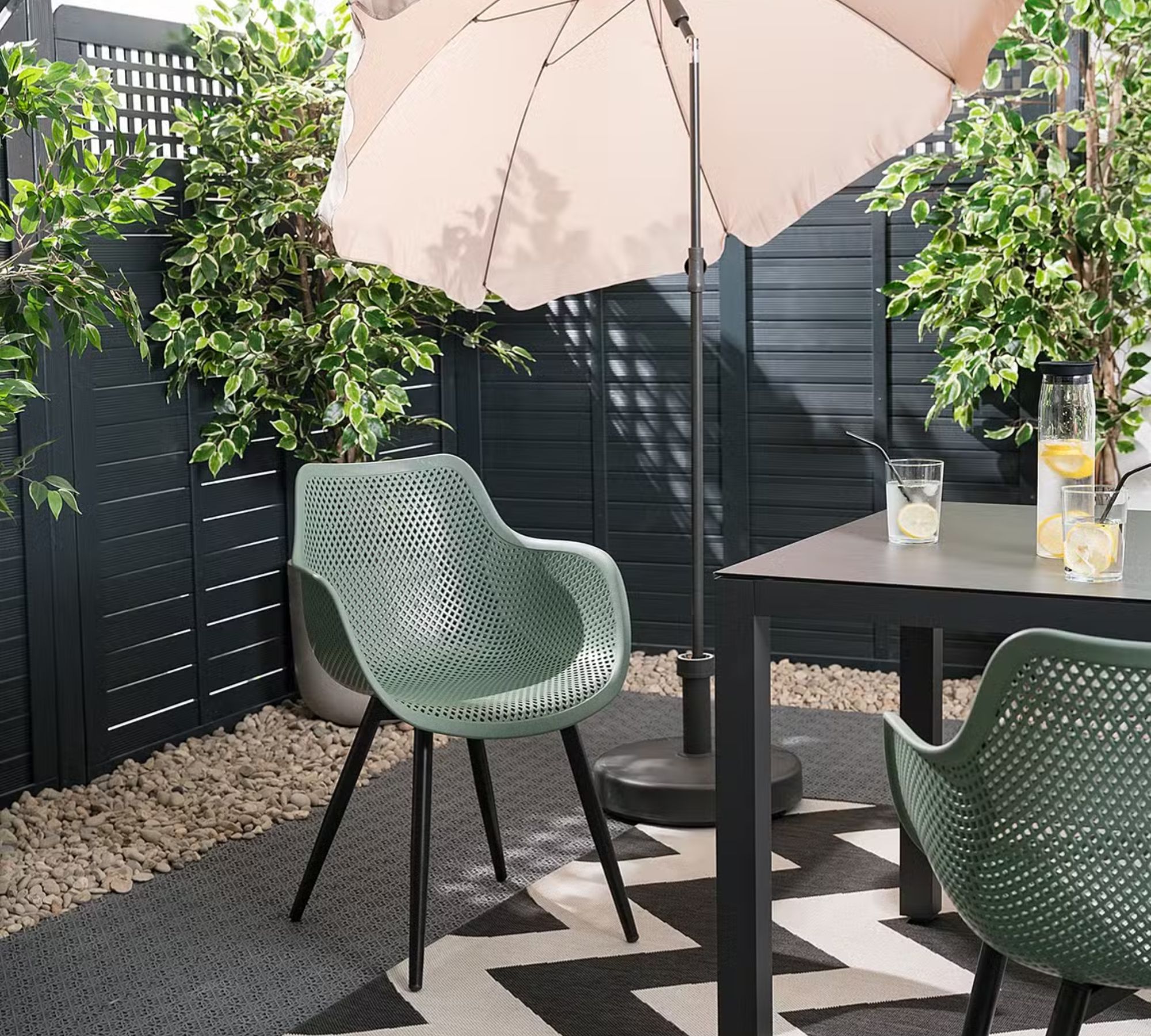 2x Pero Gartenstuhl Kunststoff Stahl Olivgrün