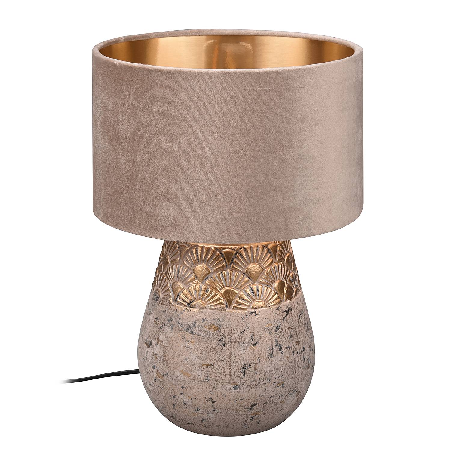 Table lamp Kiran 1-light velvet ceramic grey