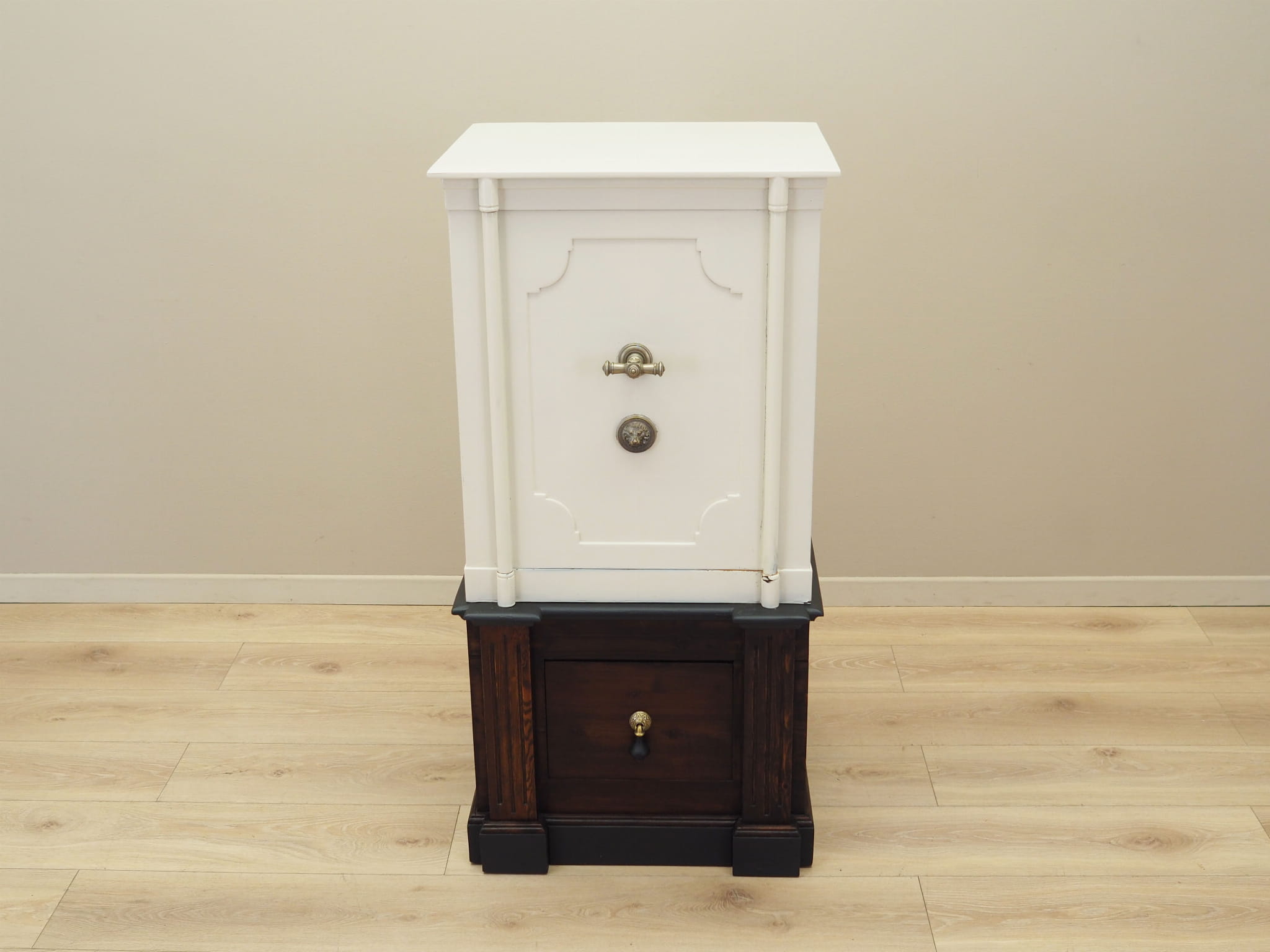 Vintage safe steel wood cream 1950s