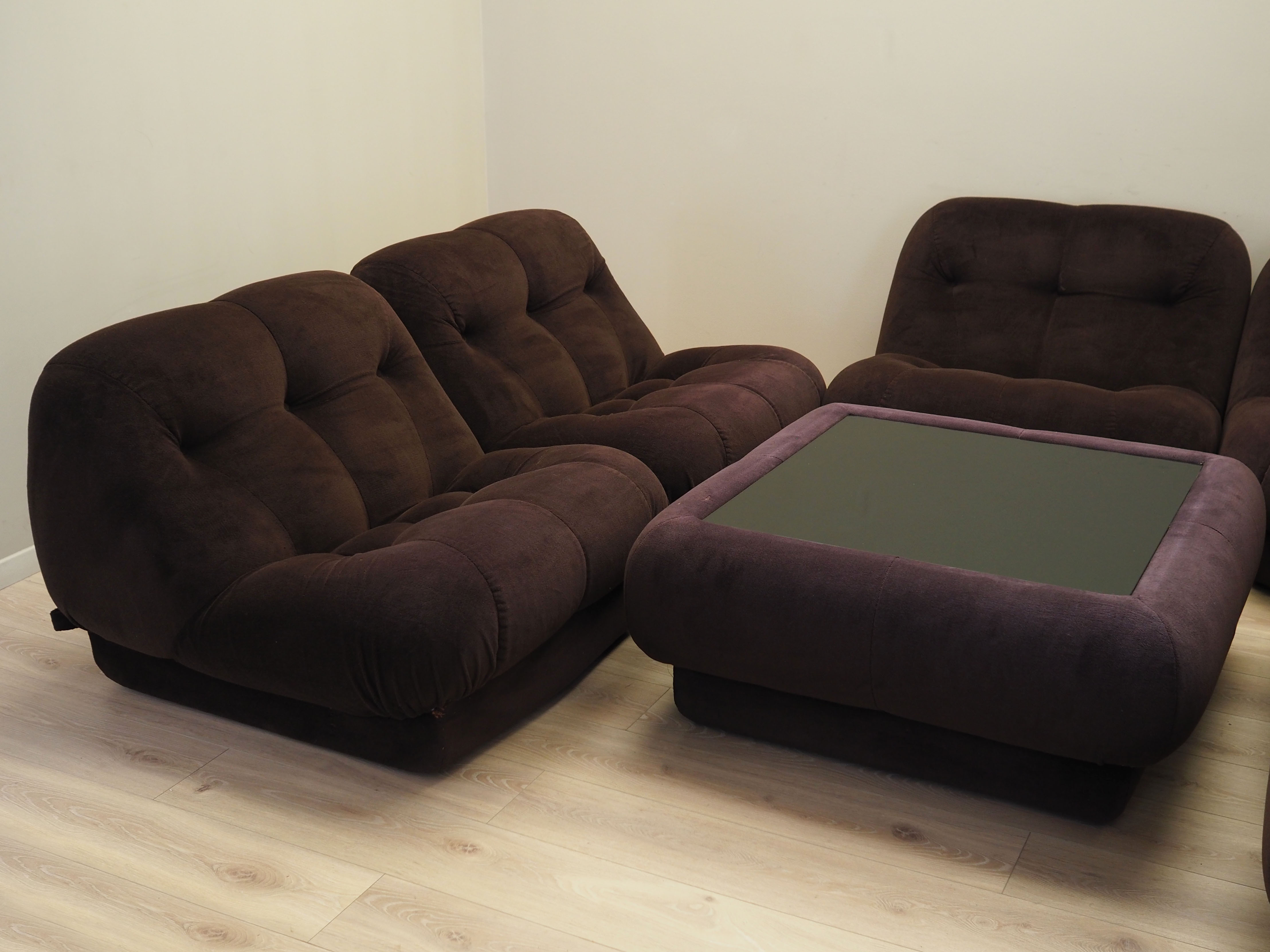 Living room set velvet brown 1970s